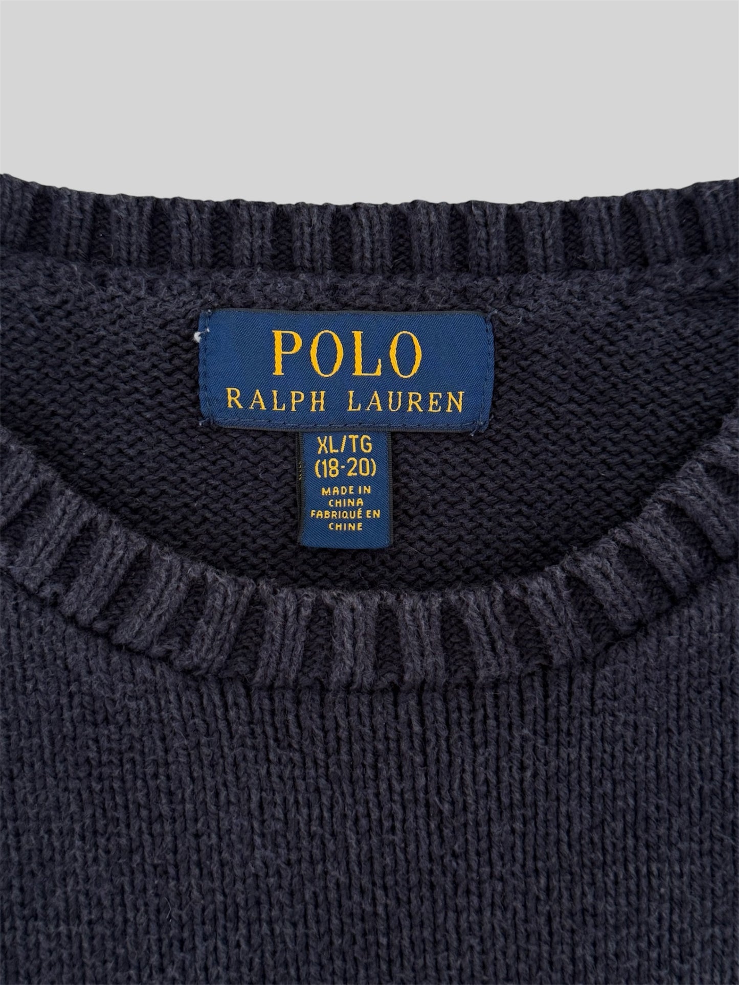 Authentic Polo Ralph Lauren Bear Knitted Pullover Jumper Navy Kids XL (18-20)