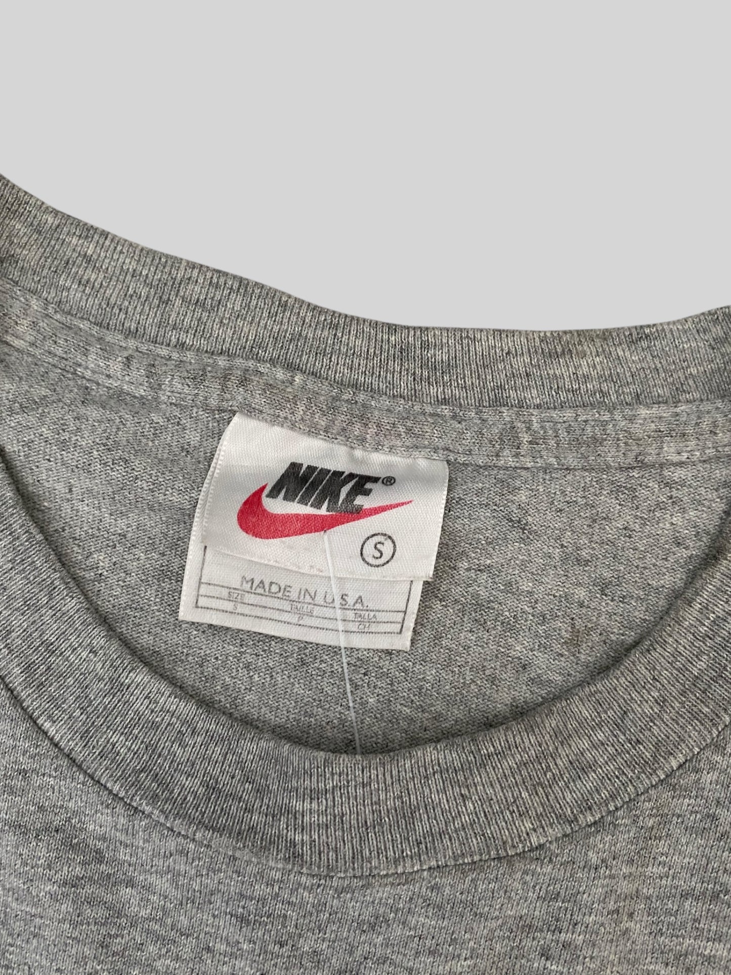 Vintage Nike Town Embroidered Spellout Tee Shirt Light Grey Small