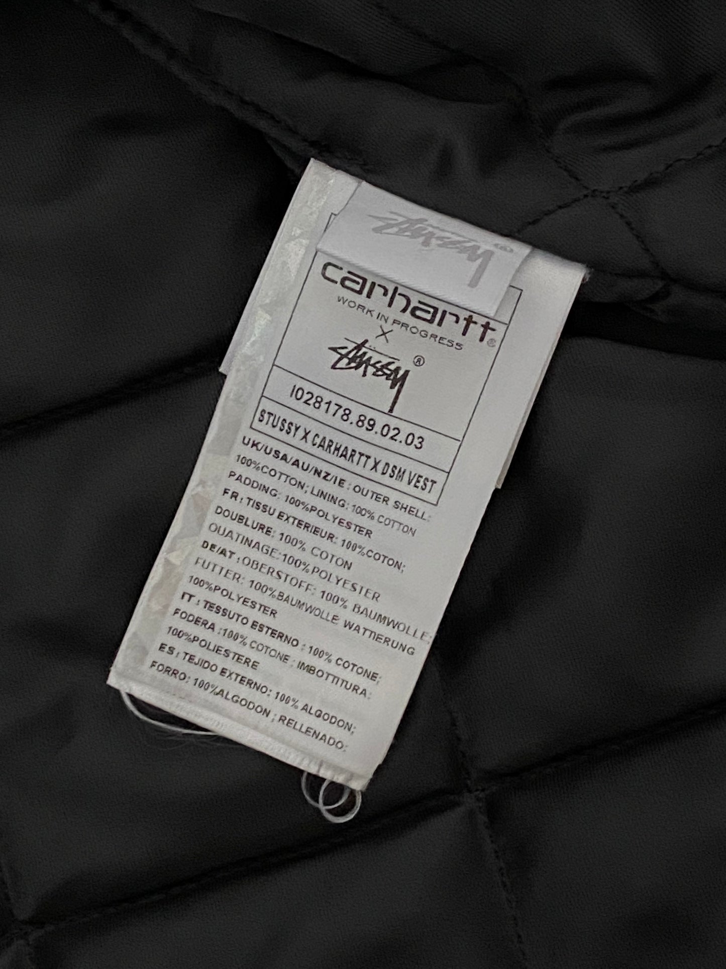 Rare Stussy x Carhartt x DSM Embroidered Vest Black Medium