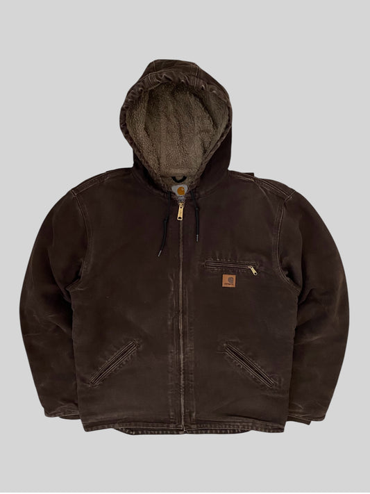 Vintage Carhartt Sherpa Lined Detroit Jacket J141 DKB Brown Medium