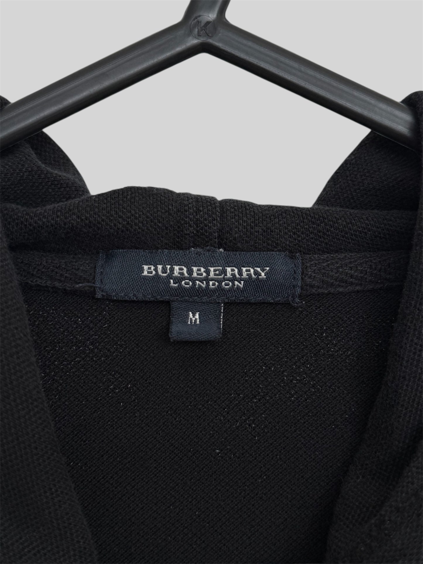Vintage Burberry Embroidered Full Zip Thin Hoodie Black Medium