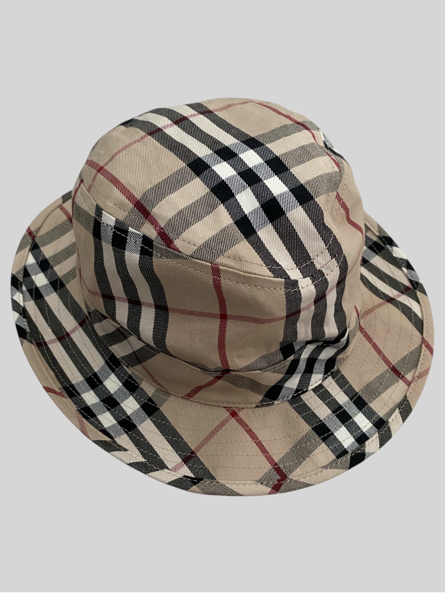 Vintage Burberry Nova Check Safari Boonie Hat Cream One Size