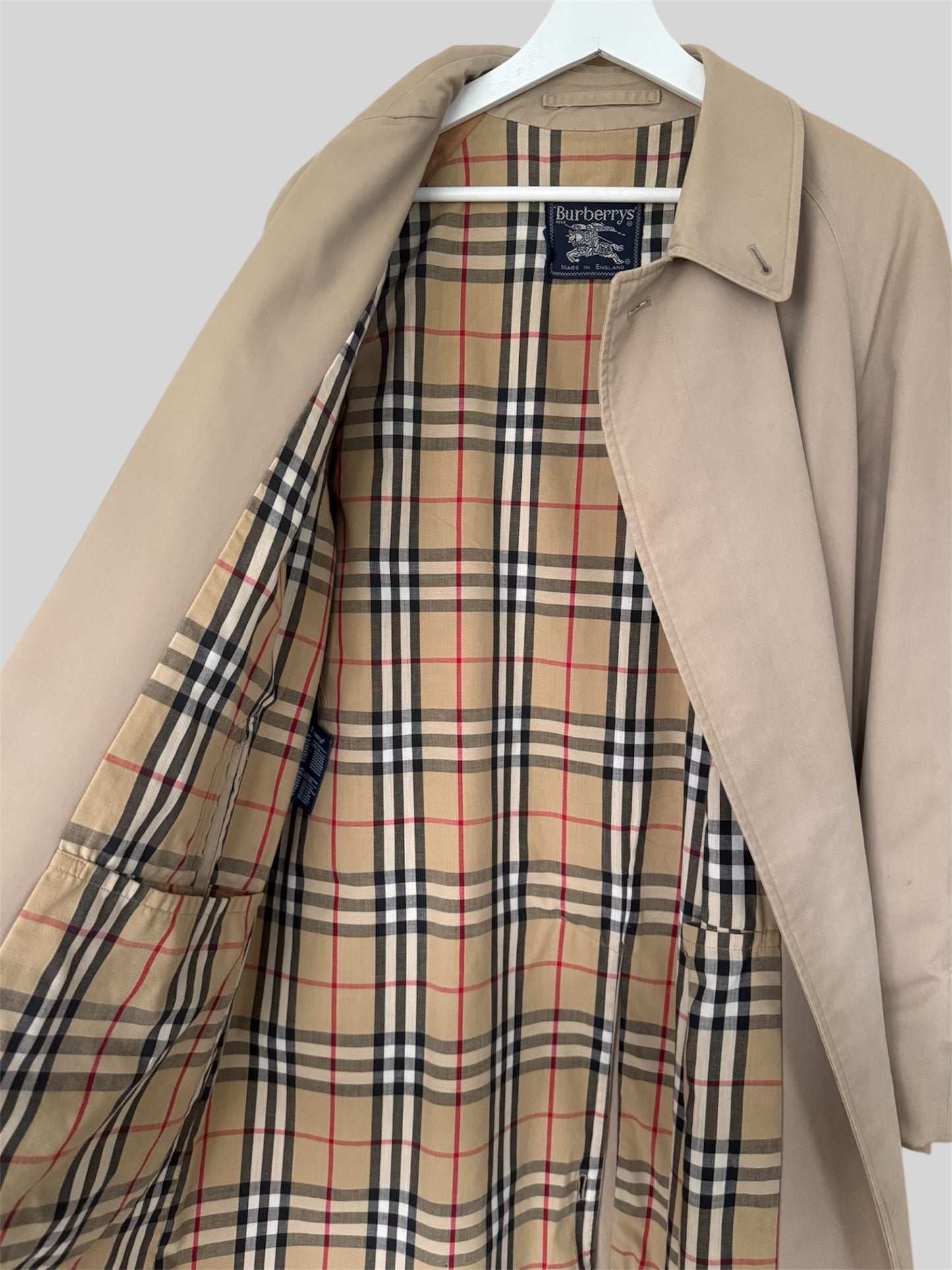 Vintage Burberry Men’s Regular Fit Mid Length Mac Trench Coat Beige Size Large