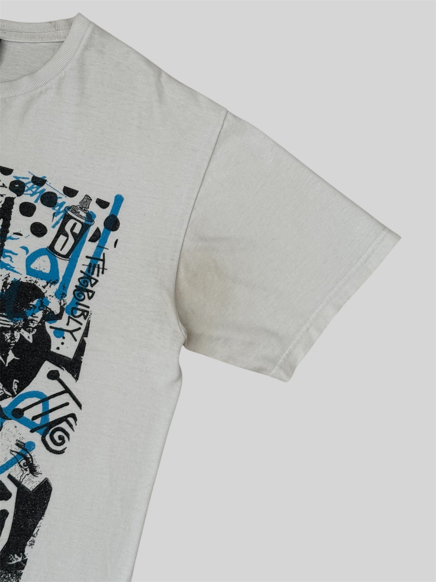 Vintage Stussy Graphic Print School Kids T Shirt White Medium