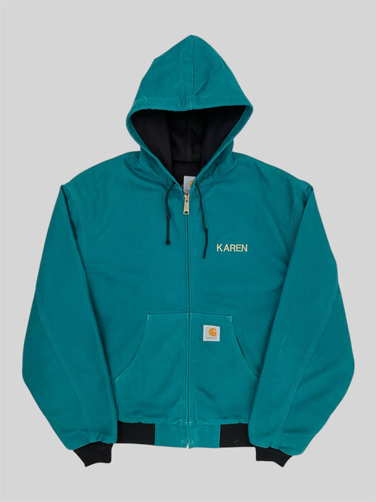 Vintage Carhartt 1997 Thin Lined Embroidered Active Jacket JR132 Green X-Large