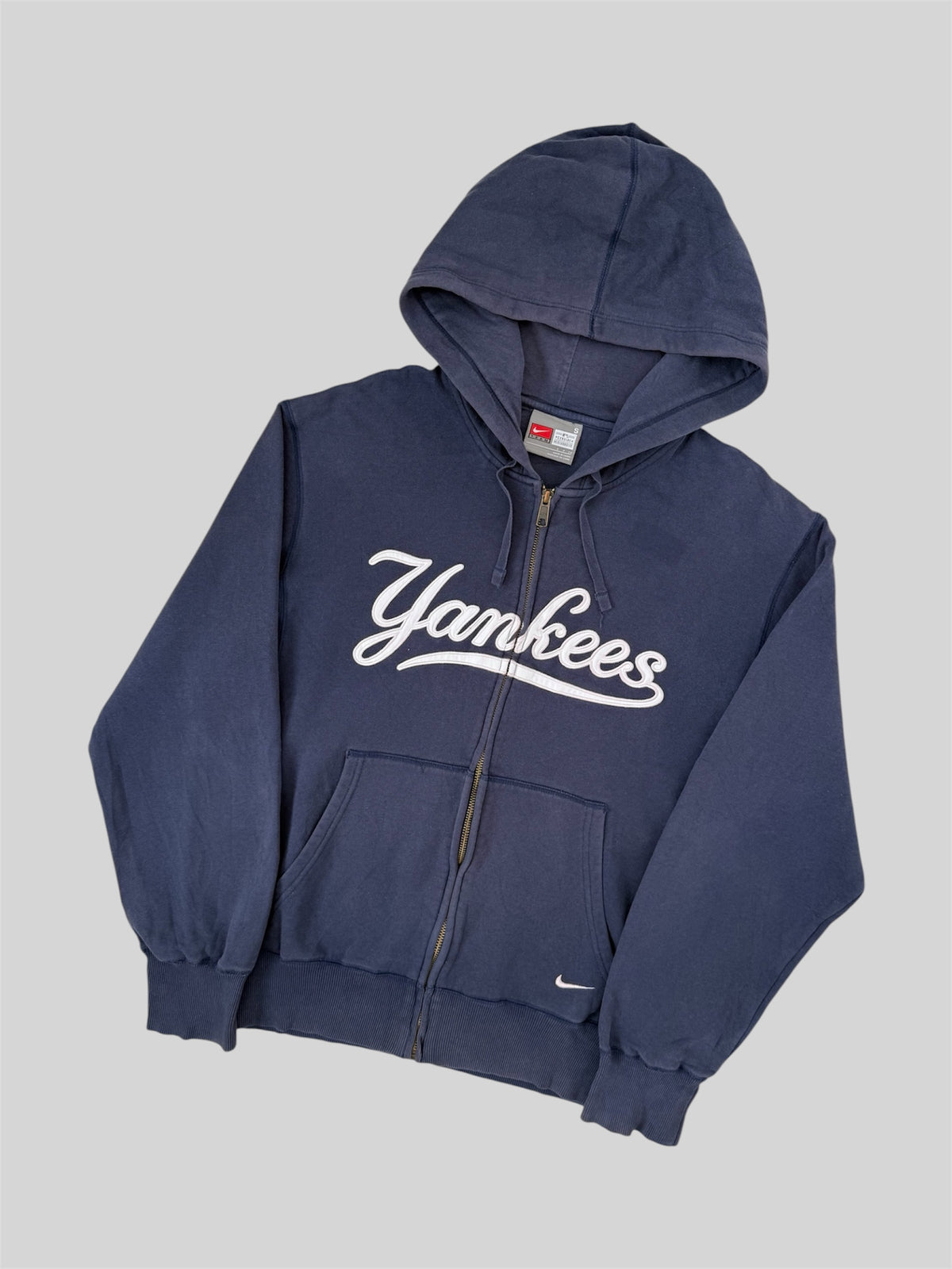 Vintage Nike Team 2000s Major League Baseball Yankees Full Zip Hoodie Navy Small
