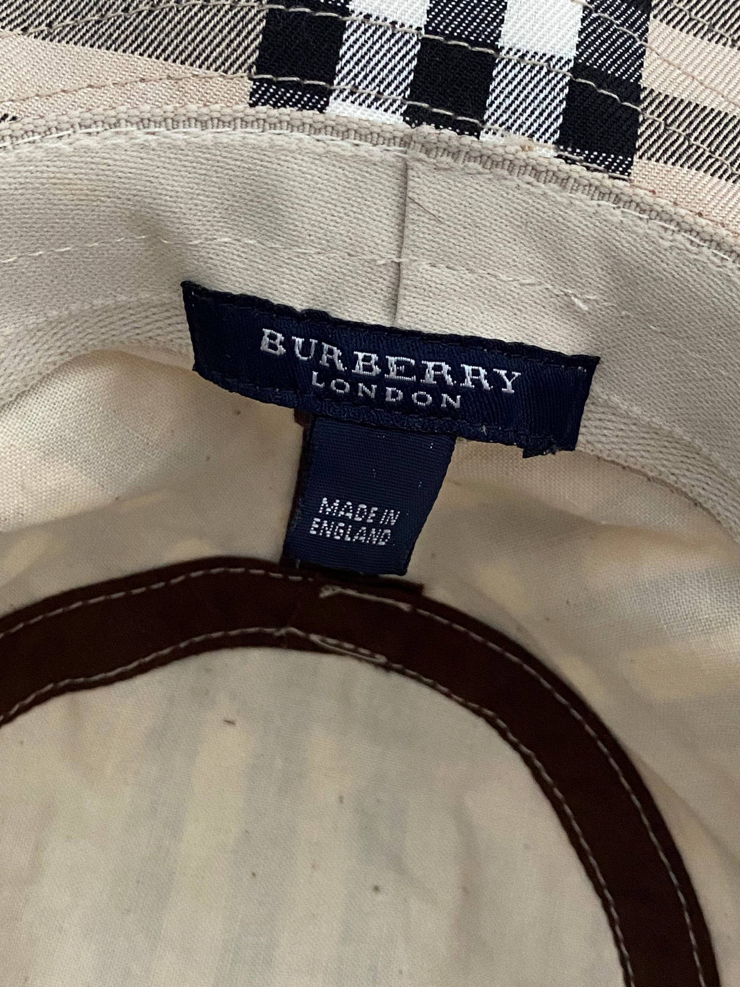 Vintage Burberry Nova Check Safari Boonie Hat Cream One Size