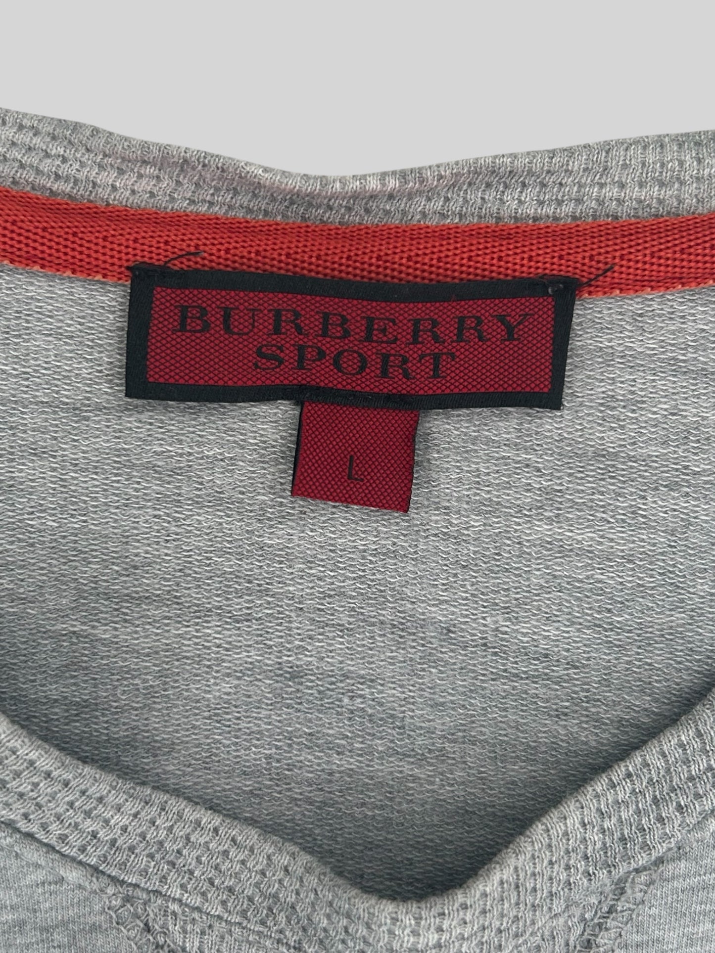 Vintage Burberry Sport Embroidered Spellout Pullover Sweatshirt Light Grey Large