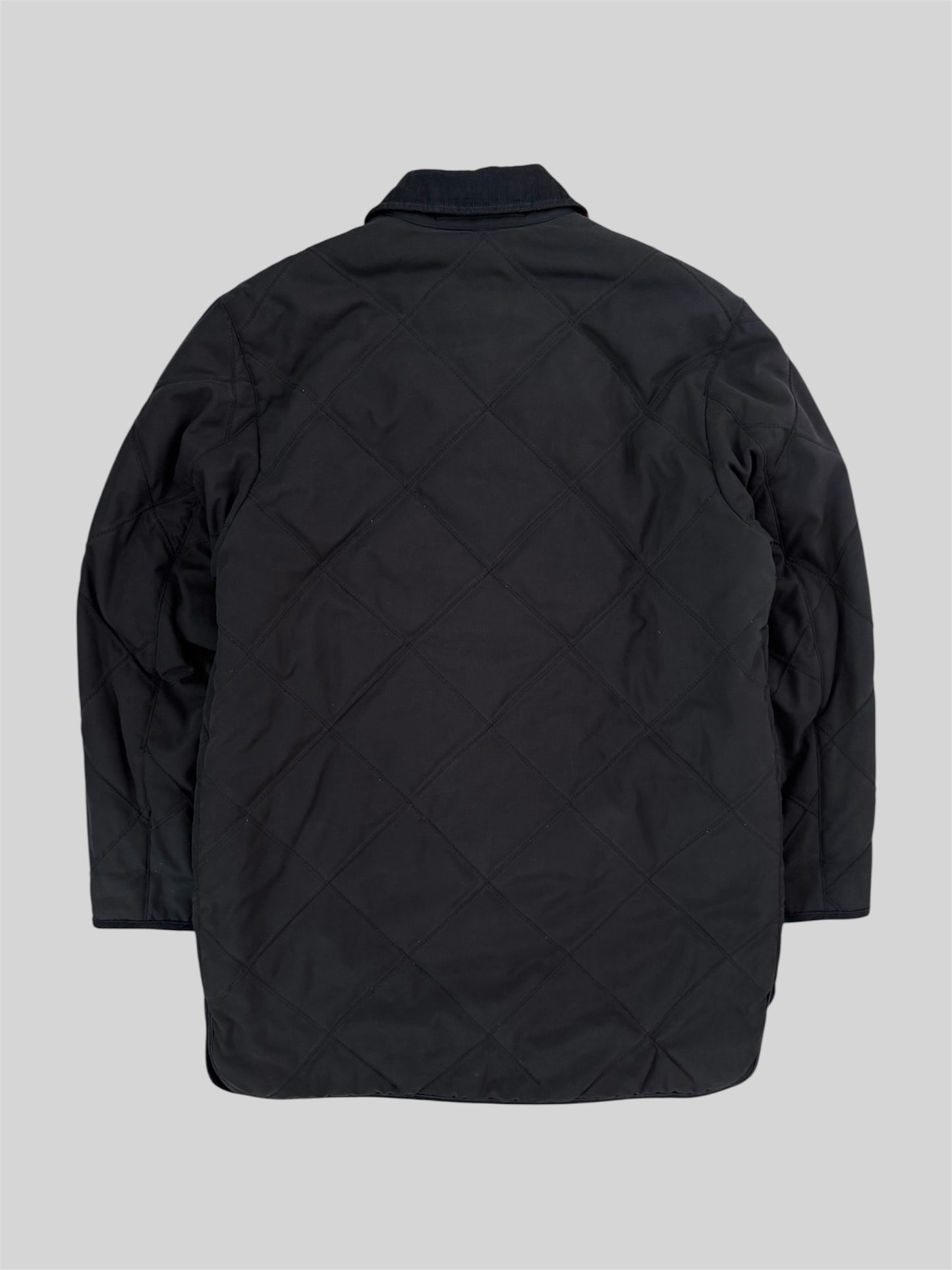 Vintage Burberry 1990s Men’s Button Up Quilted Nylon Jacket Black 38” Medium