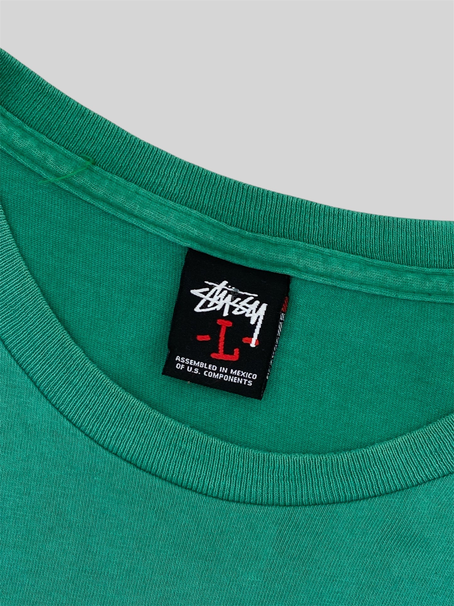 Vintage Stussy Emblem Spellout T Shirt Green Large