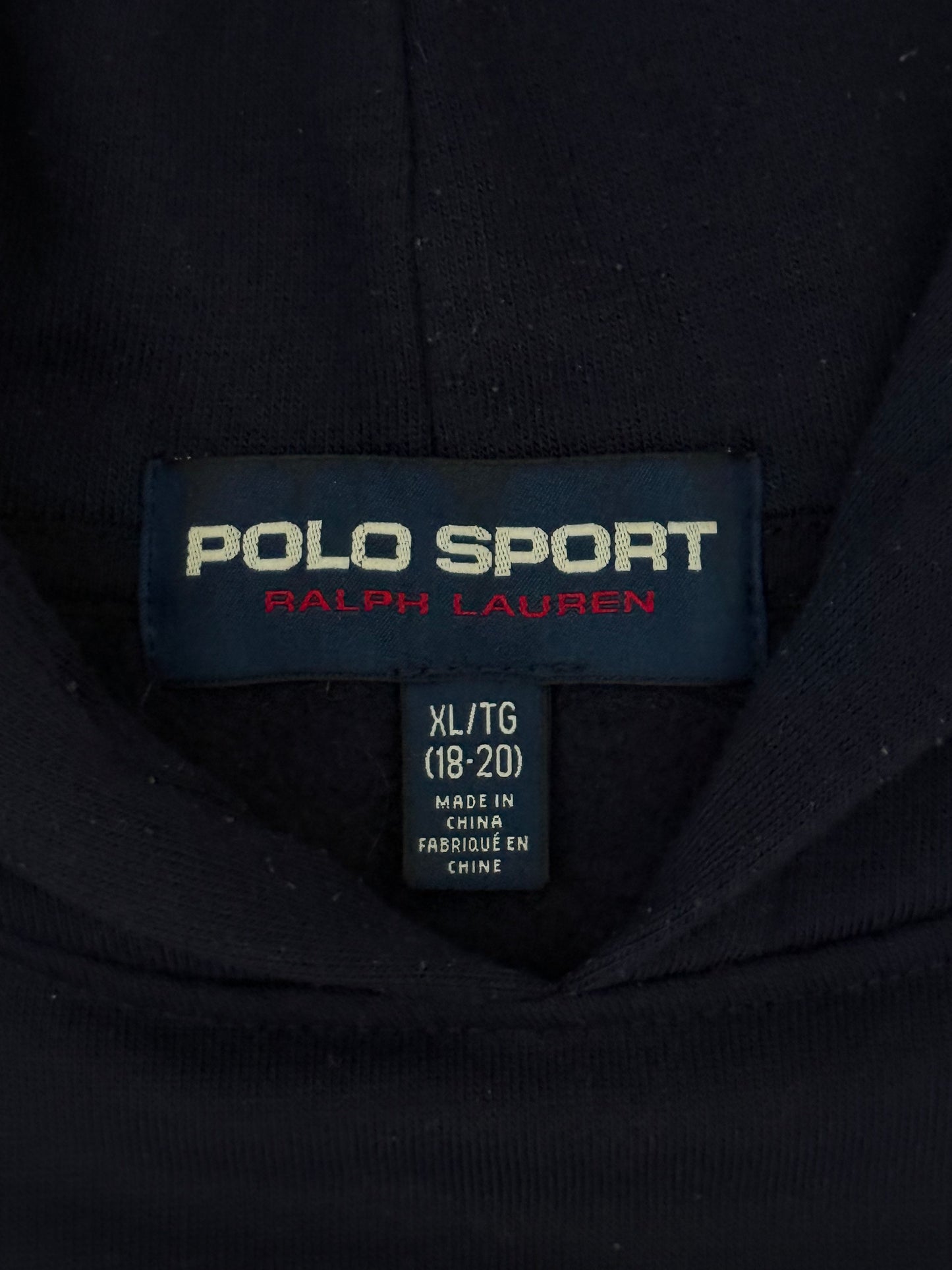 Vintage Polo Sport Ralph Lauren Embroidered Pullover Hoodie Navy X-Large (18-20)