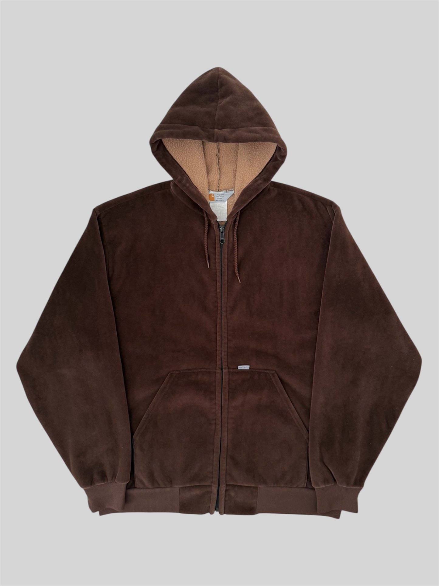 Vintage Carhartt 1994 Fleece Lined Full Zip Hoodie Brown X-Large Made In USA