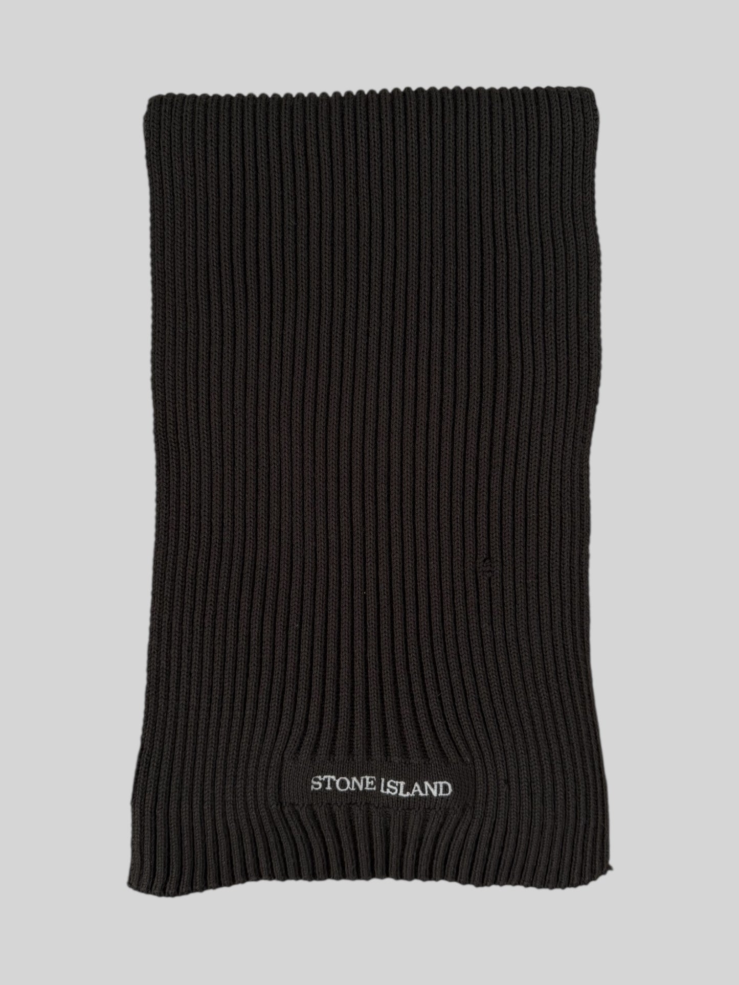 Vintage Stone Island 1990s Embroidered Spellout Long Neck Scarf Brown