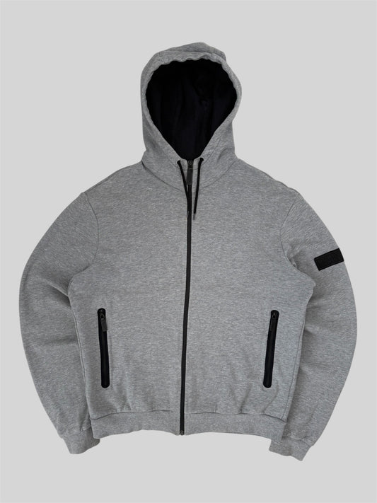 Vintage Burberry Sport Spellout Full Zip Active Hoodie Light Grey Medium