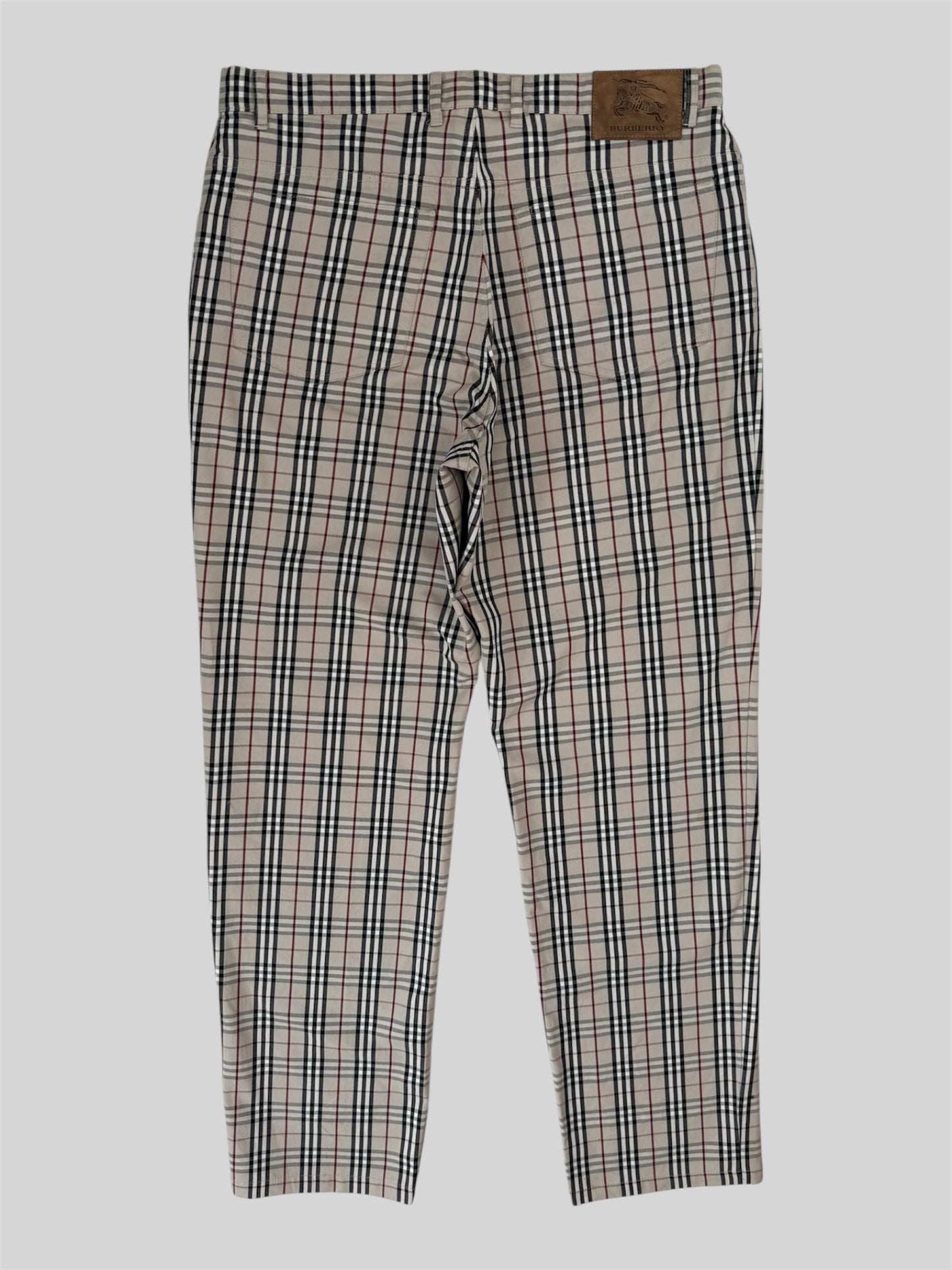 Rare Vintage Burberry 2000s Straight Fit Nova Check Trousers Beige W34 L34