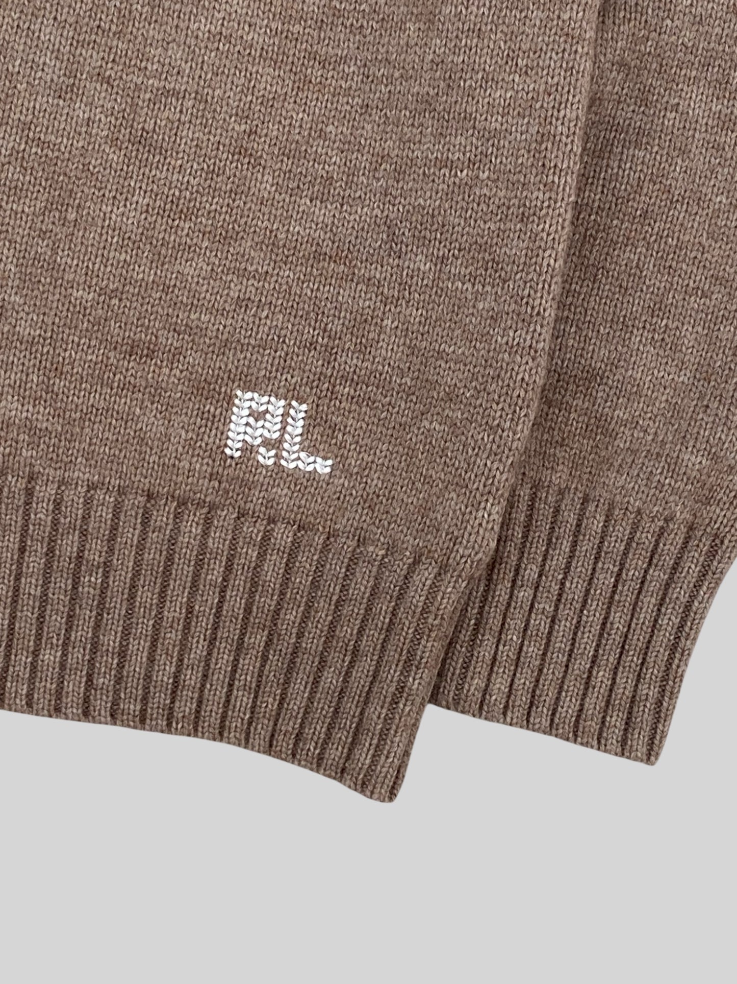 Authentic Ralph Lauren Purple Label Bear Knitted Jumper Light Brown Medium