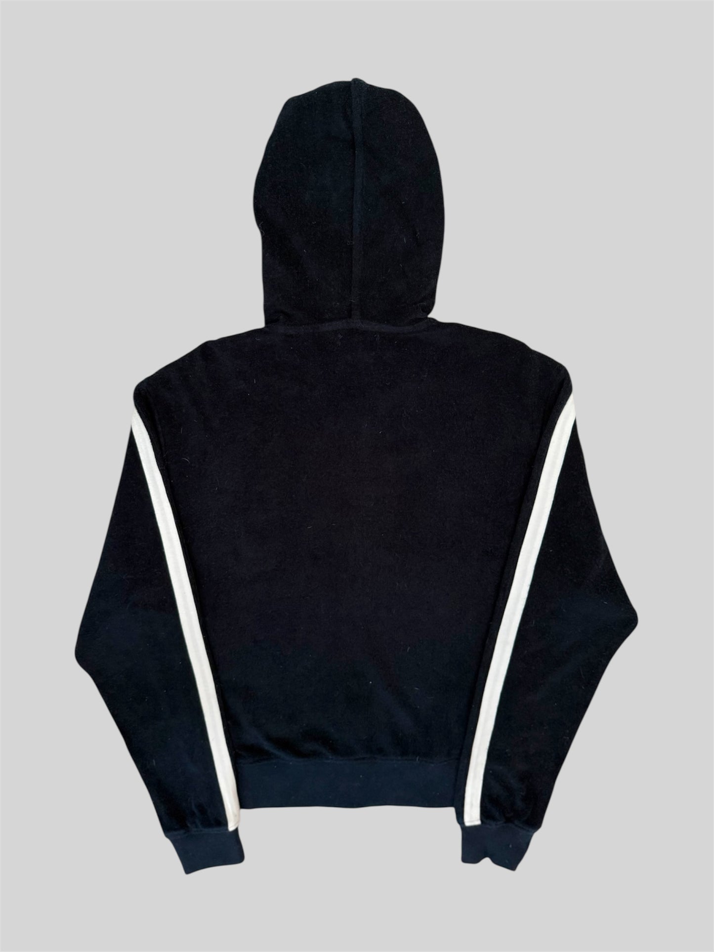 Vintage Burberry Women’s Embroidered Full Zip Thin Fleece Hoodie Navy Medium