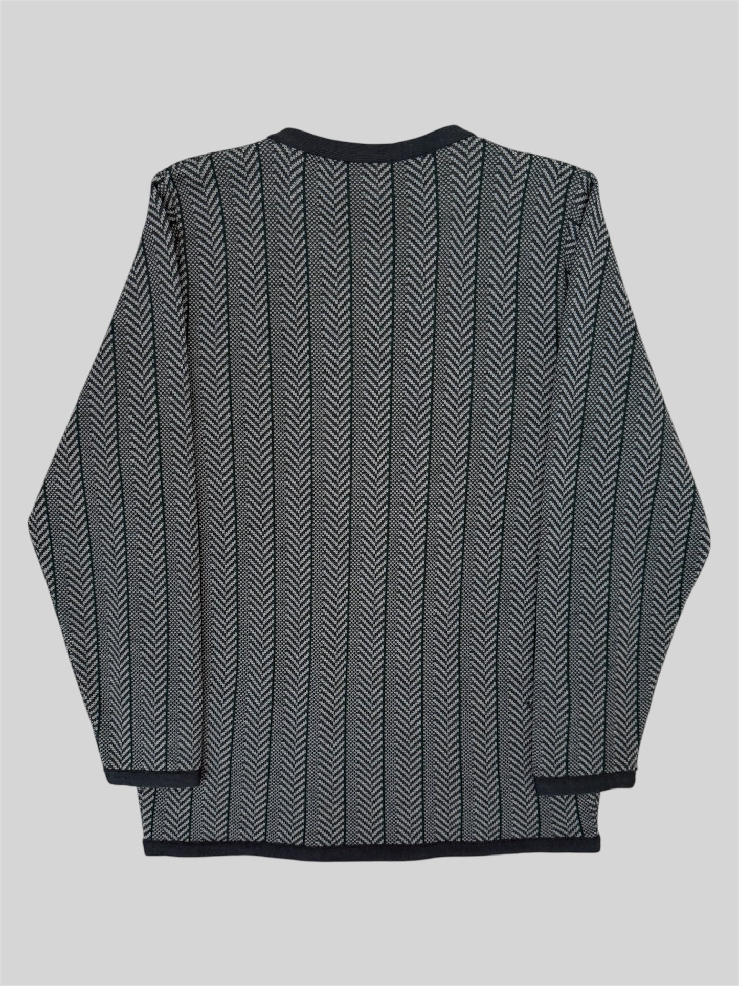Vintage Burberry 90s Women’s Button Up Stripy Wool Cardigan Grey Medium