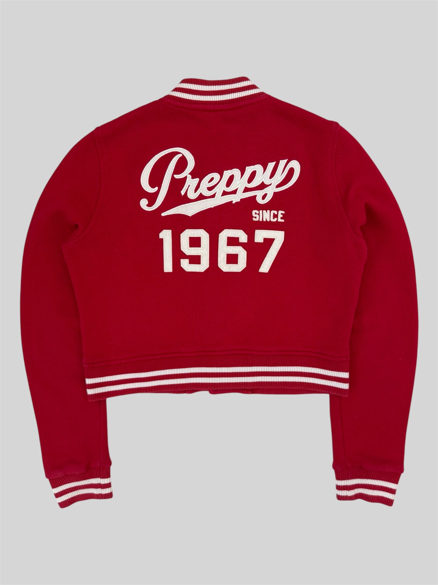 Authentic Polo Ralph Lauren Cropped Button Up Varsity Jacket Red L (12-14)