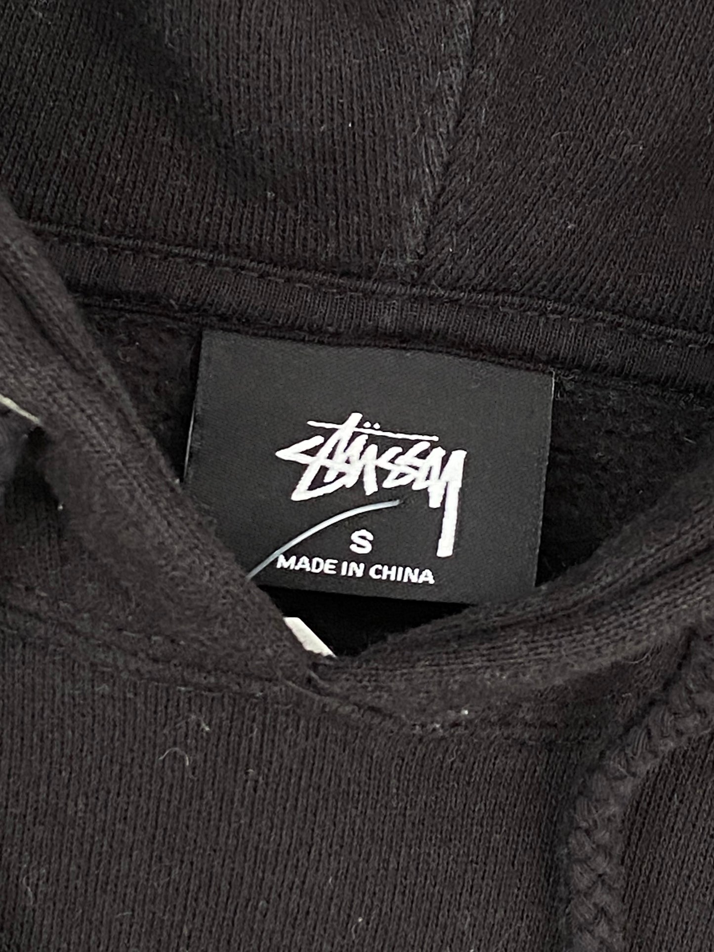 Vintage Stussy Embroidered Spellout Pullover Hoodie Black Small