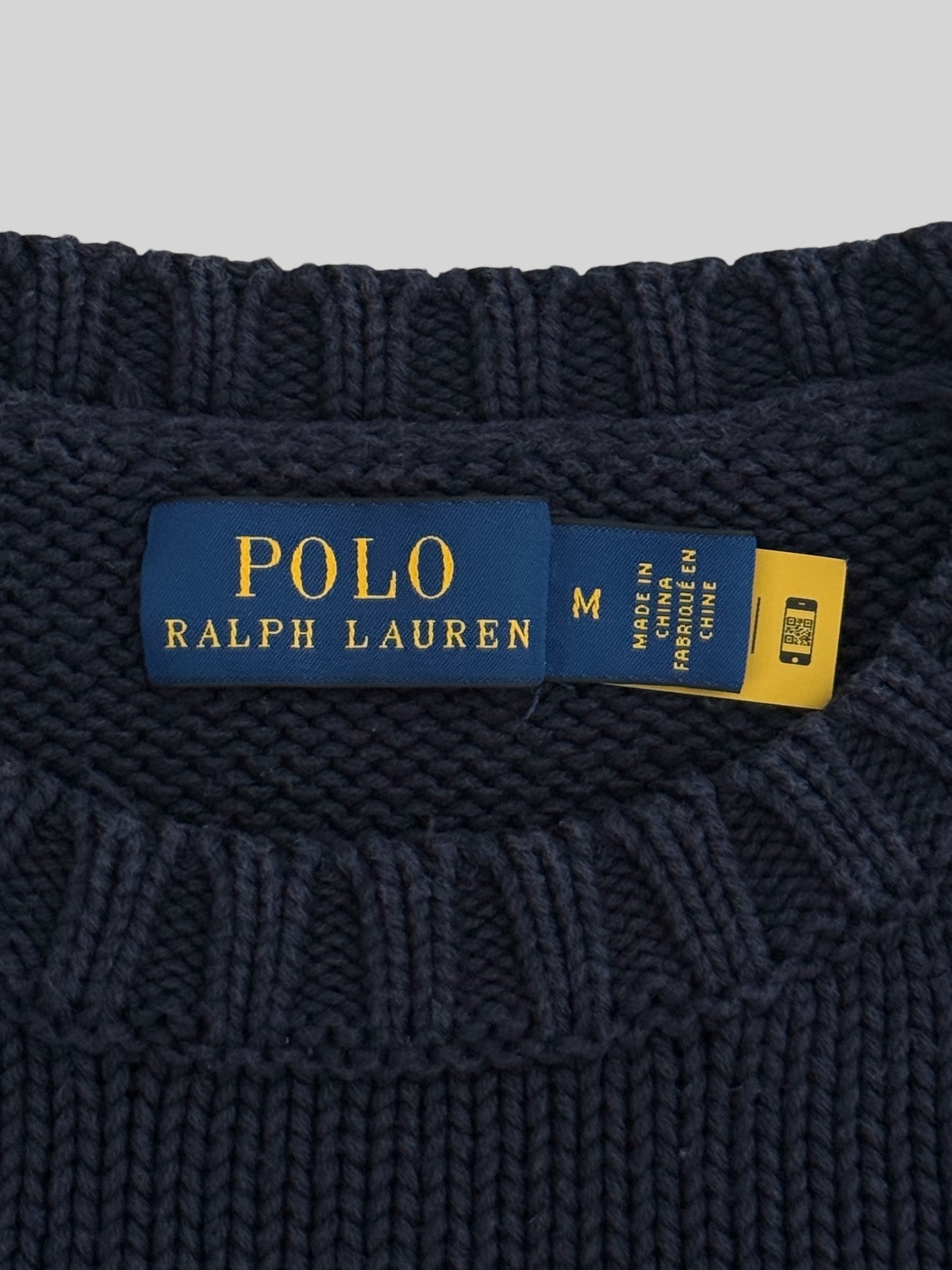Authentic Polo Ralph Lauren USA Knitted Pullover Jumper Navy Medium *QR CODE*