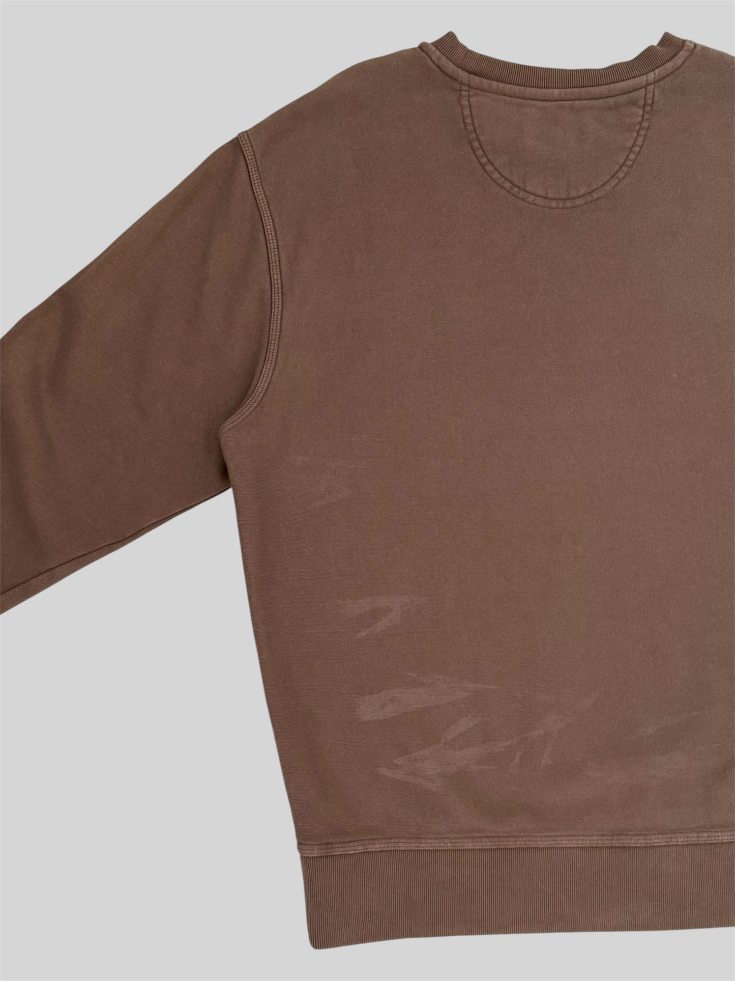 Modern Stussy Embroidered Spellout Pullover Sweatshirt Light Brown Small