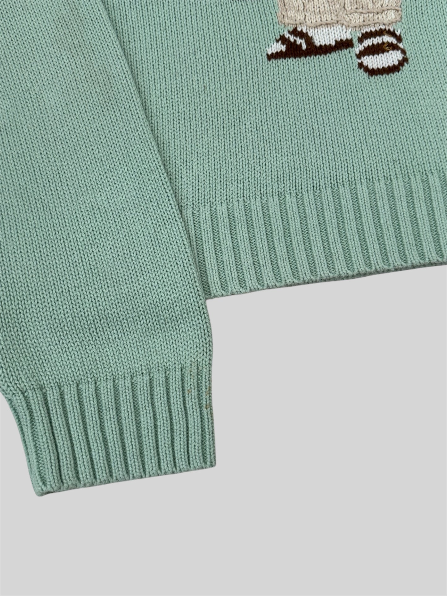 Authentic Polo Ralph Lauren Bear Knitted Jumper Celadon Green XL £449RRP QR SCAN