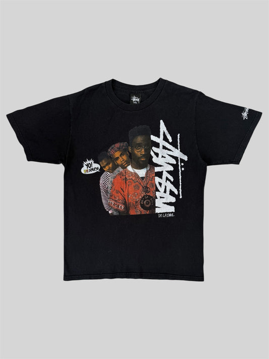 Stussy X YO MTV RAPS De La Soul Spellout T Shirt Black Small