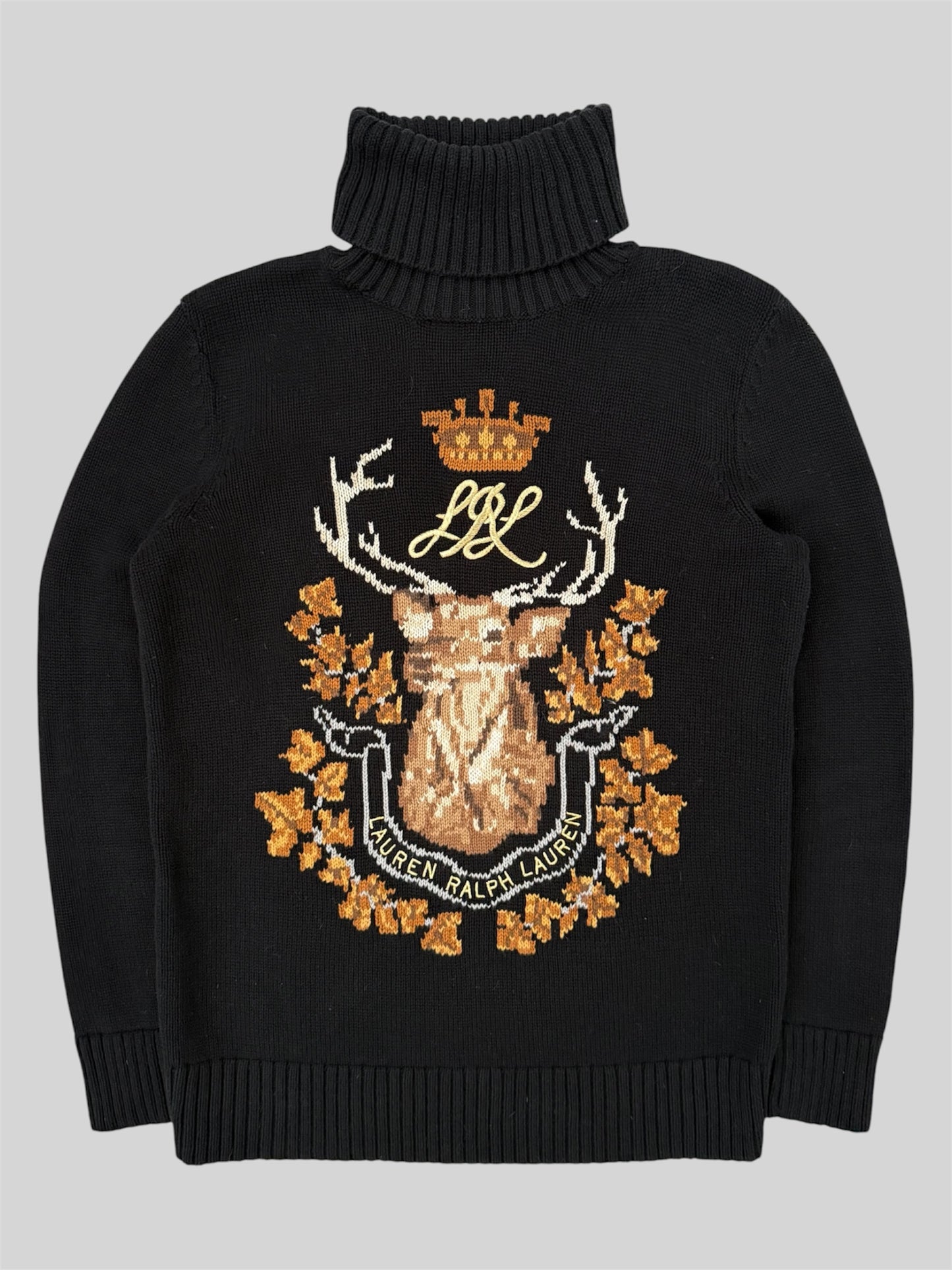Authentic Lauren Ralph Lauren Women’s Knitted Turtle Neck Reindeer Jumper Small