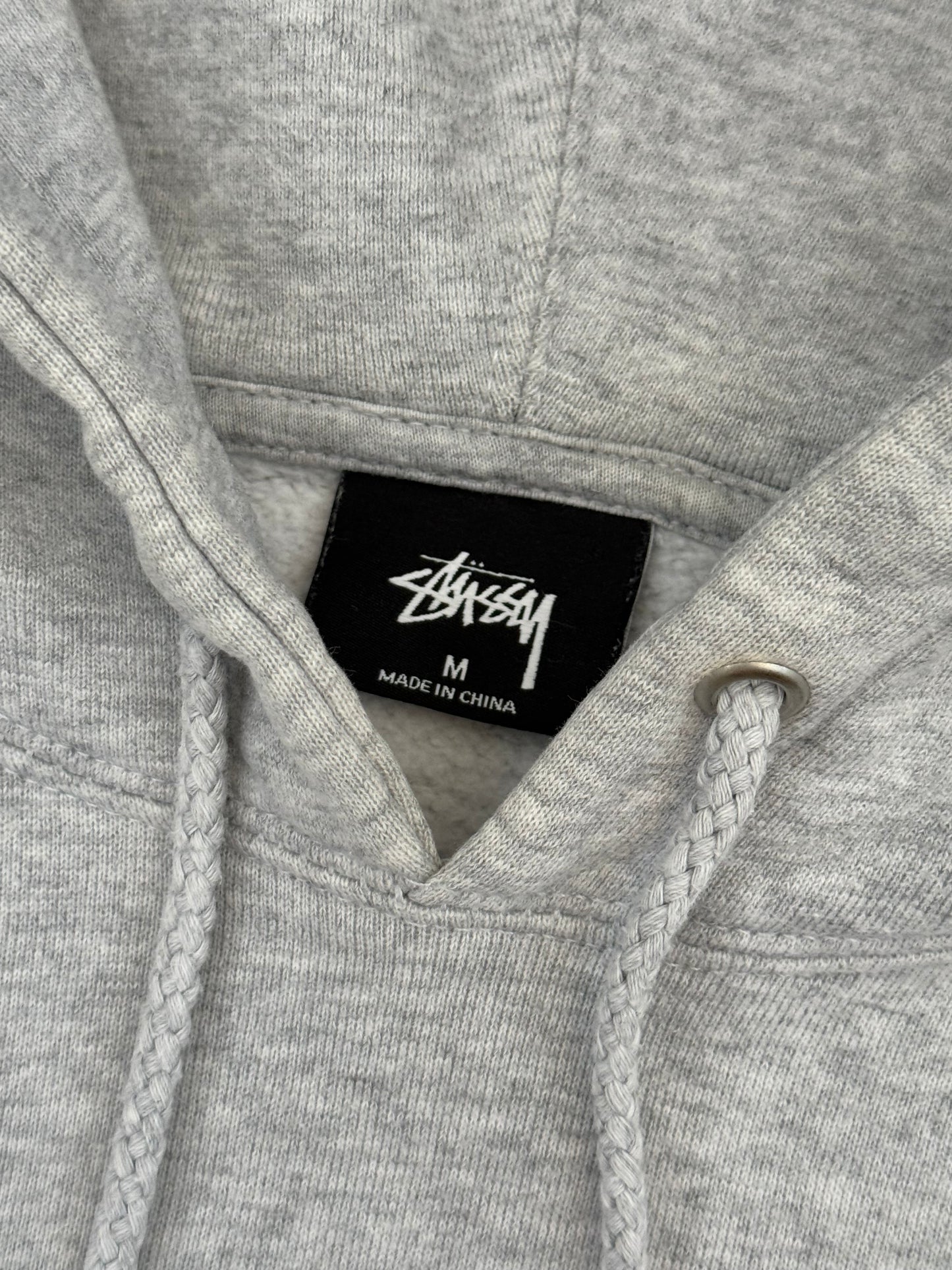 Modern Stussy Graphic Shadow Man Spellout Pullover Hoodie Light Grey Medium