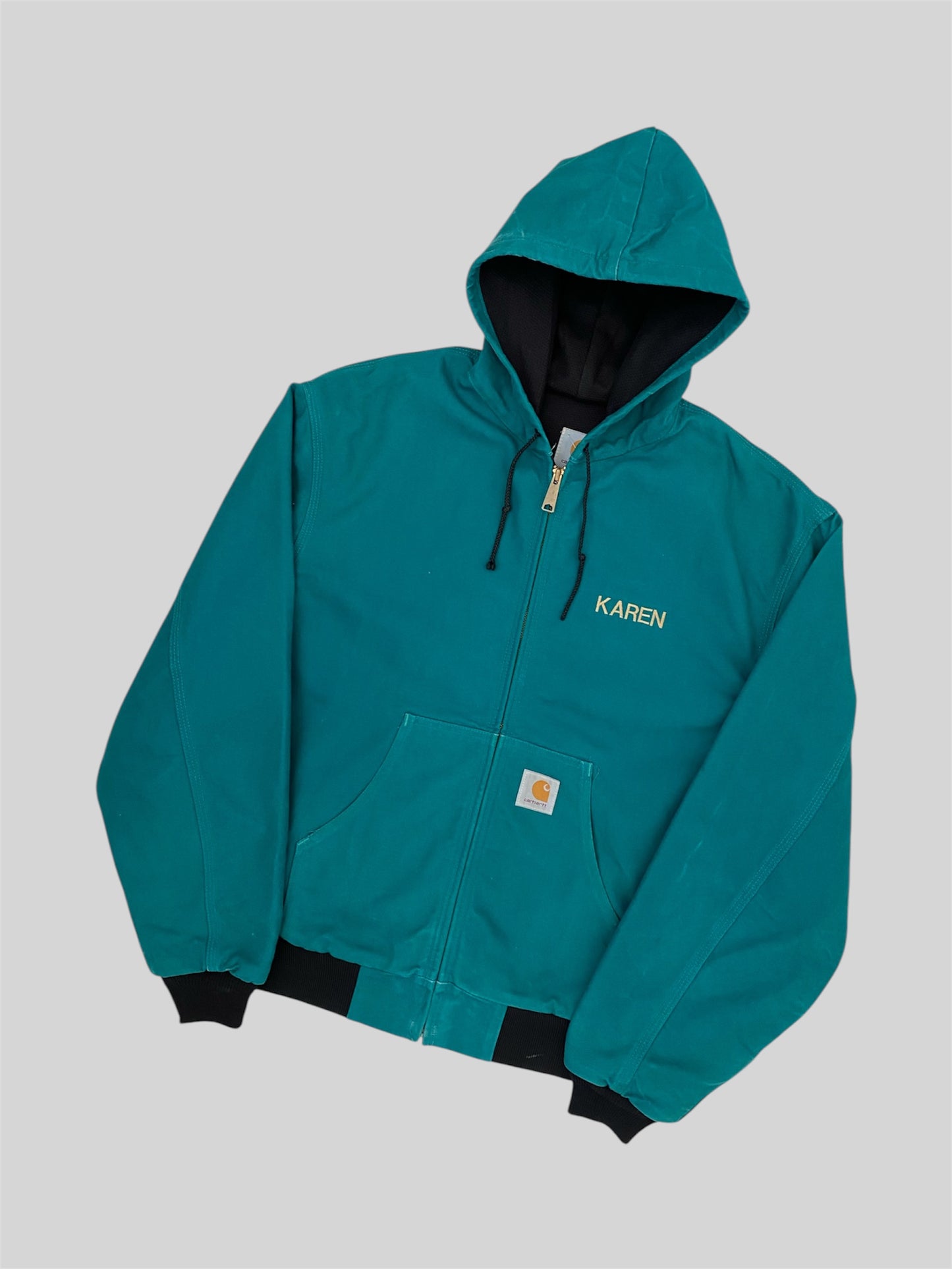 Vintage Carhartt 1997 Thin Lined Embroidered Active Jacket JR132 Green X-Large
