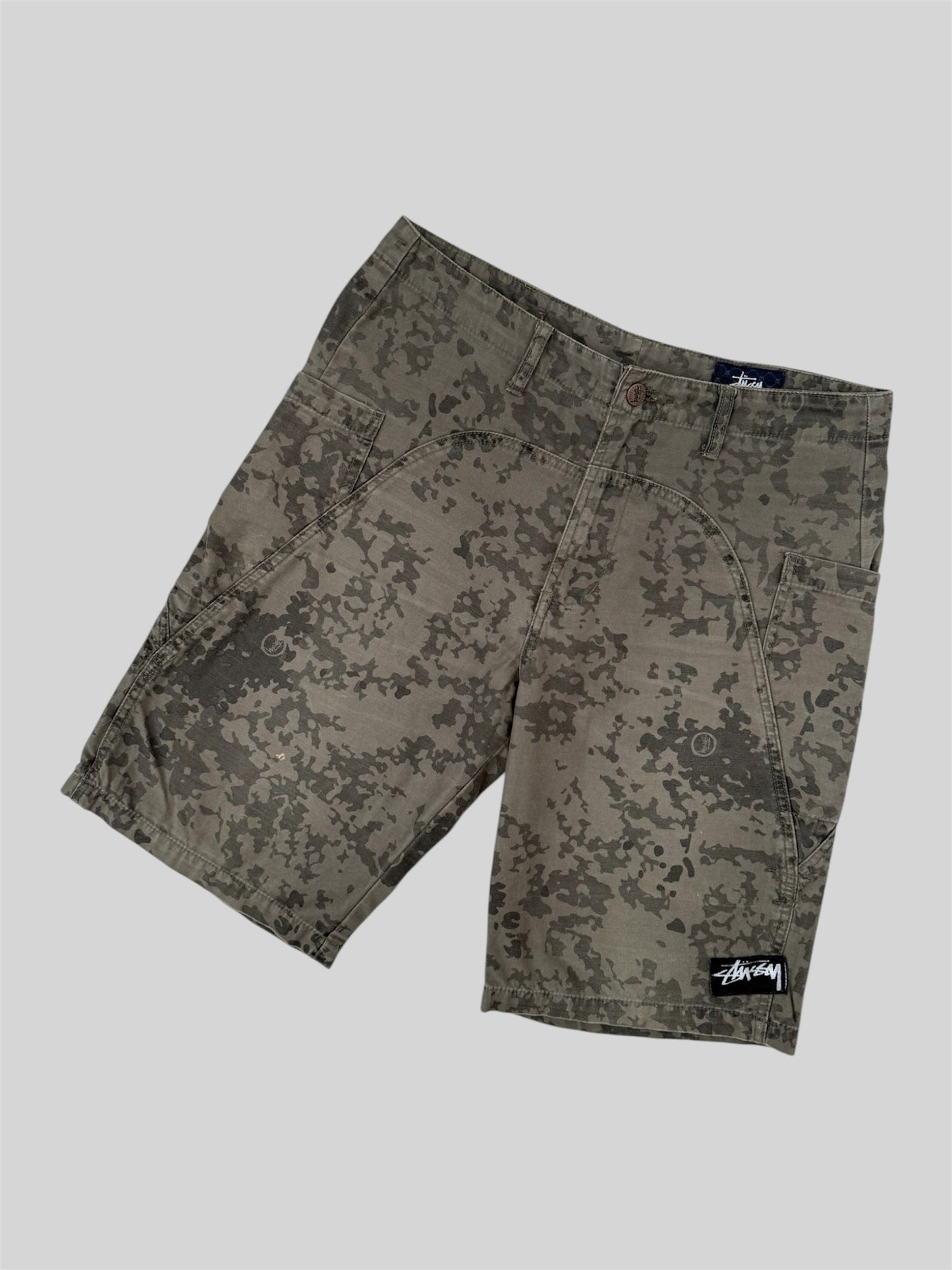 Rare Vintage Stussy 1990s Camouflage Camo Shorts Green W32