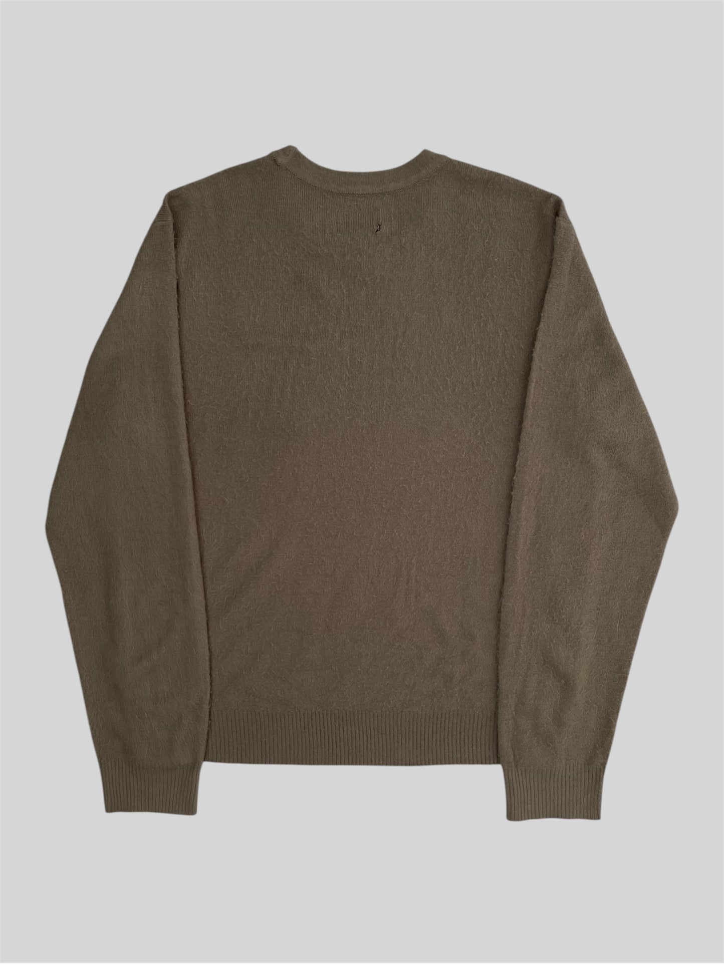 Vintage Stussy Spellout Pullover Knitted Sweatshirt Khaki Large