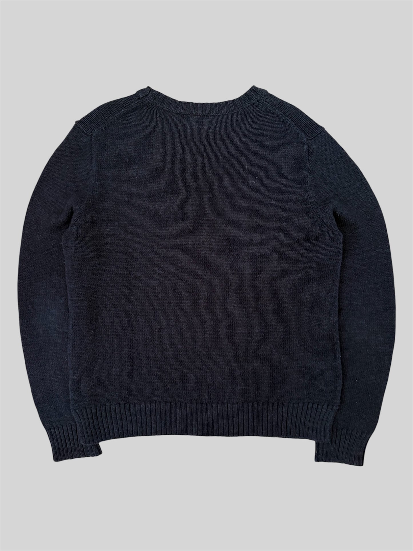 Authentic Polo Ralph Lauren Teddy Bear Knitted Pullover Jumper Black/Navy Large