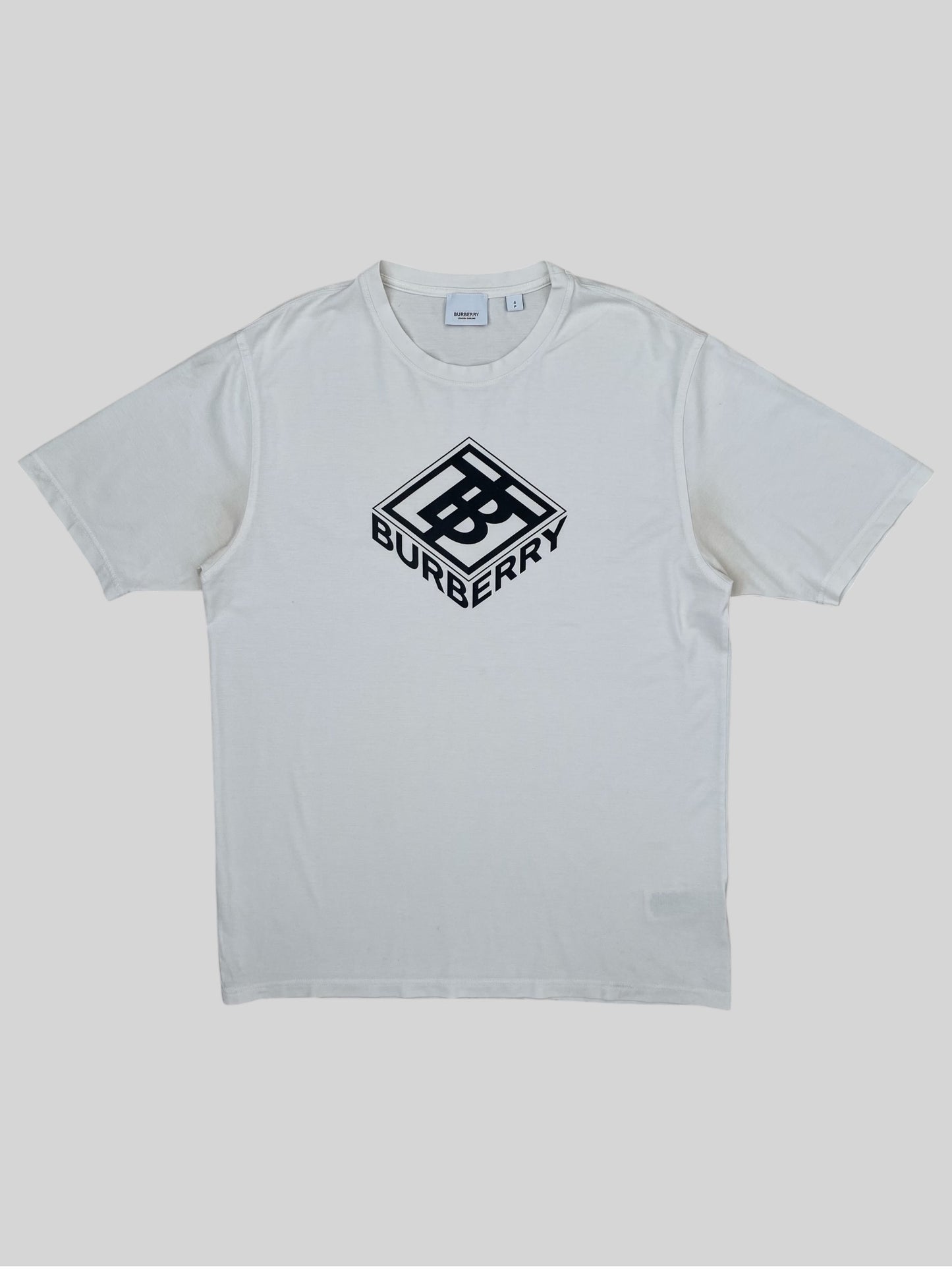 Burberry Men’s White Diamond Logo Graphic T Shirt Small £290RRP