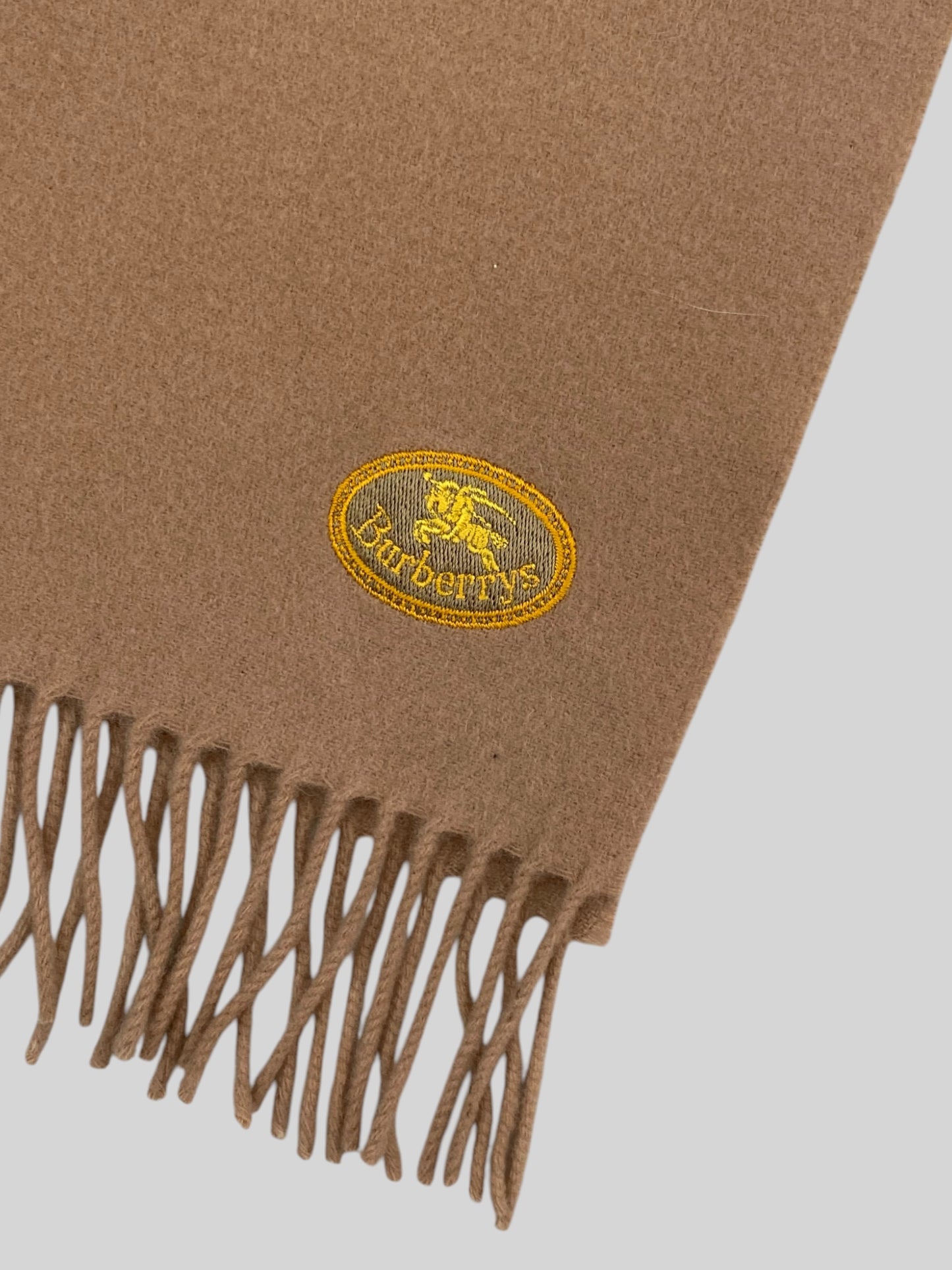 Vintage Burberry Emblem 100% Lambswool Scarf Beige