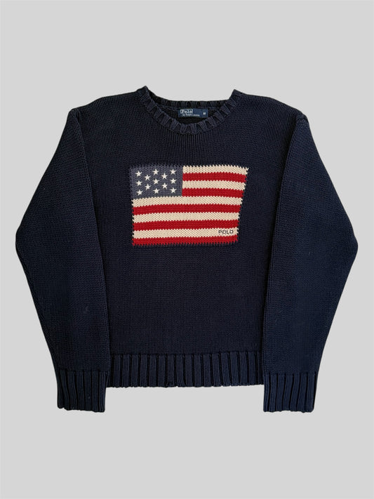 Authentic Polo Ralph Lauren USA Knitted Jumper Navy Medium