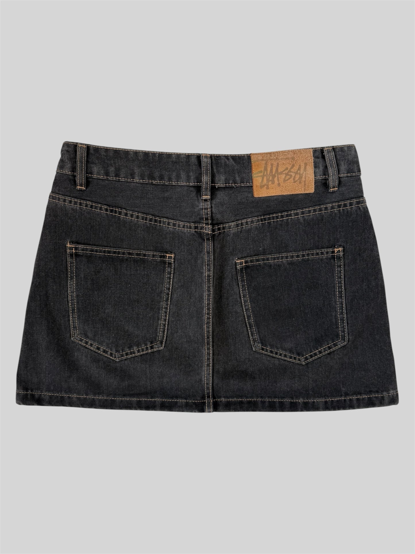 Modern Stussy Short Denim Straight Pencil Skirt Black Size 10