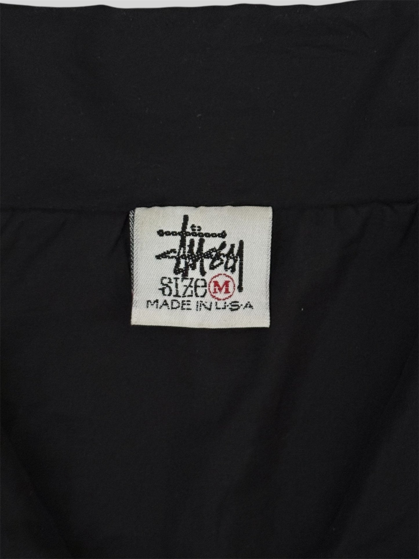 Vintage Stussy 1990s Embroidered Windbreaker Jacket Black Medium Made In USA