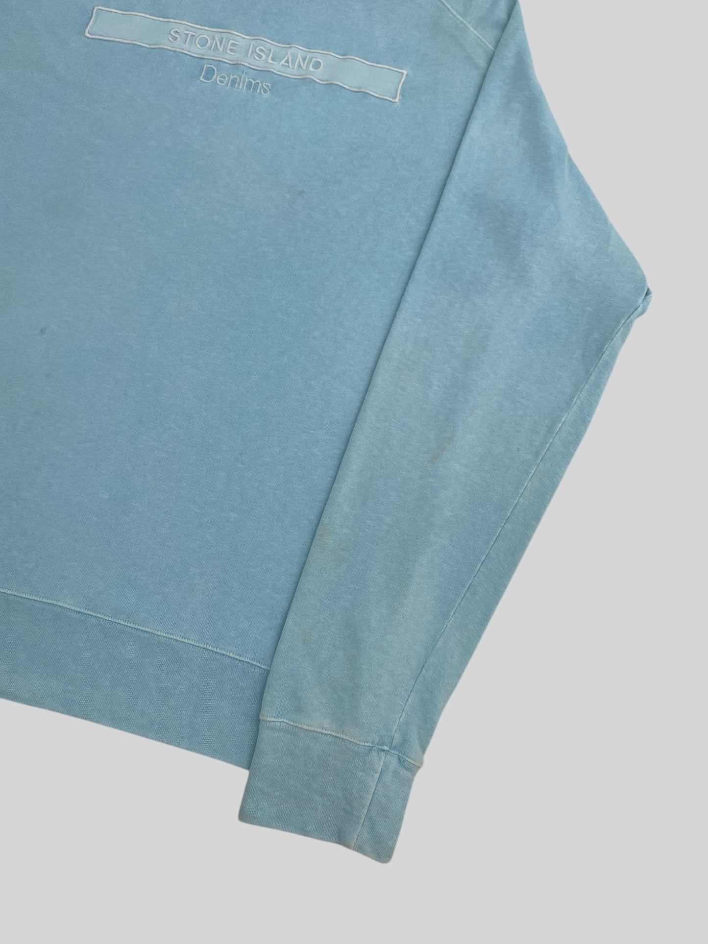 Authentic Stone Island Denim 2004 Pullover Sweatshirt Light Blue X-Large