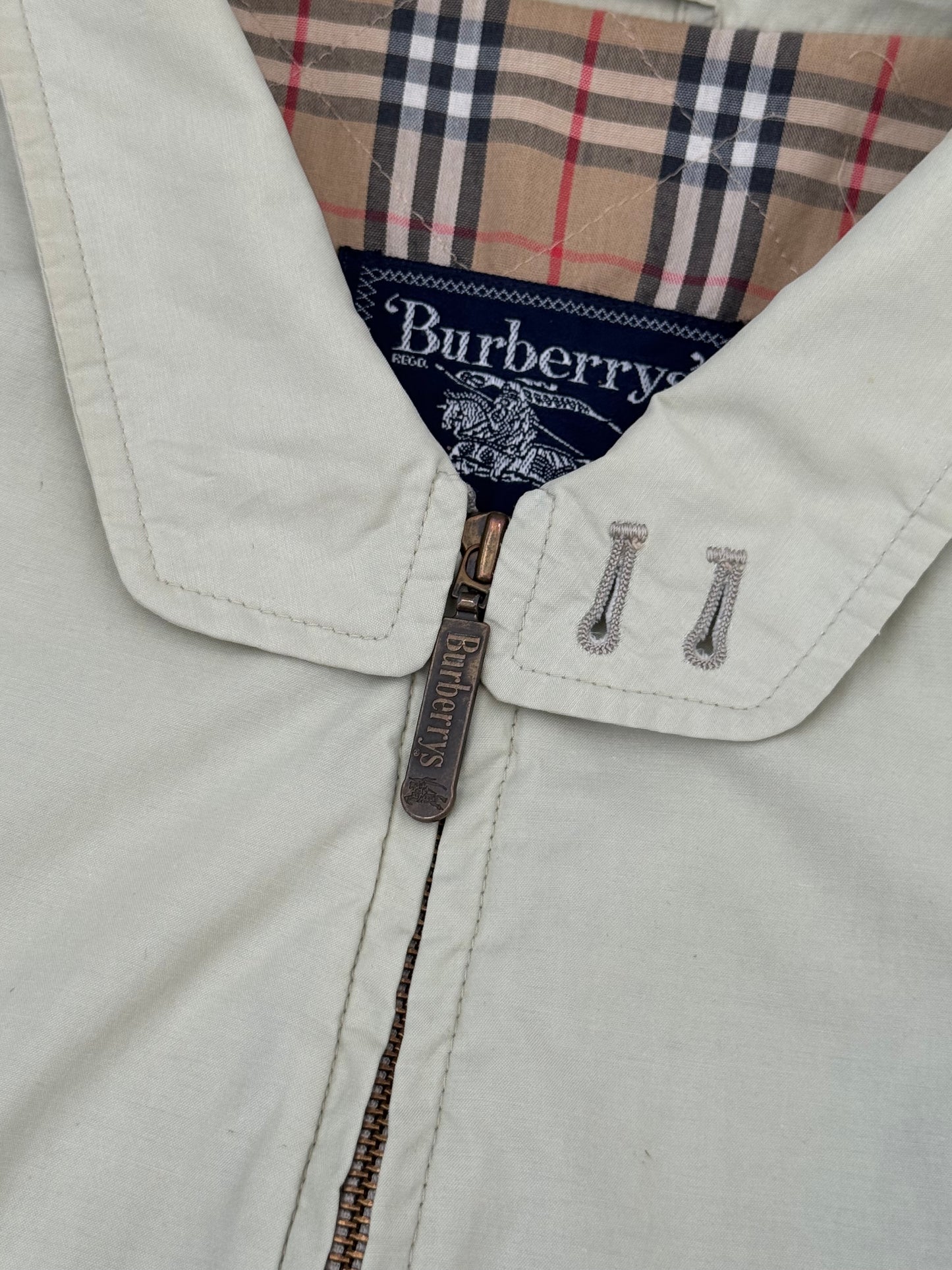 Authentic 1990s Burberry Nova Check Full Zip Coat Beige X-Large