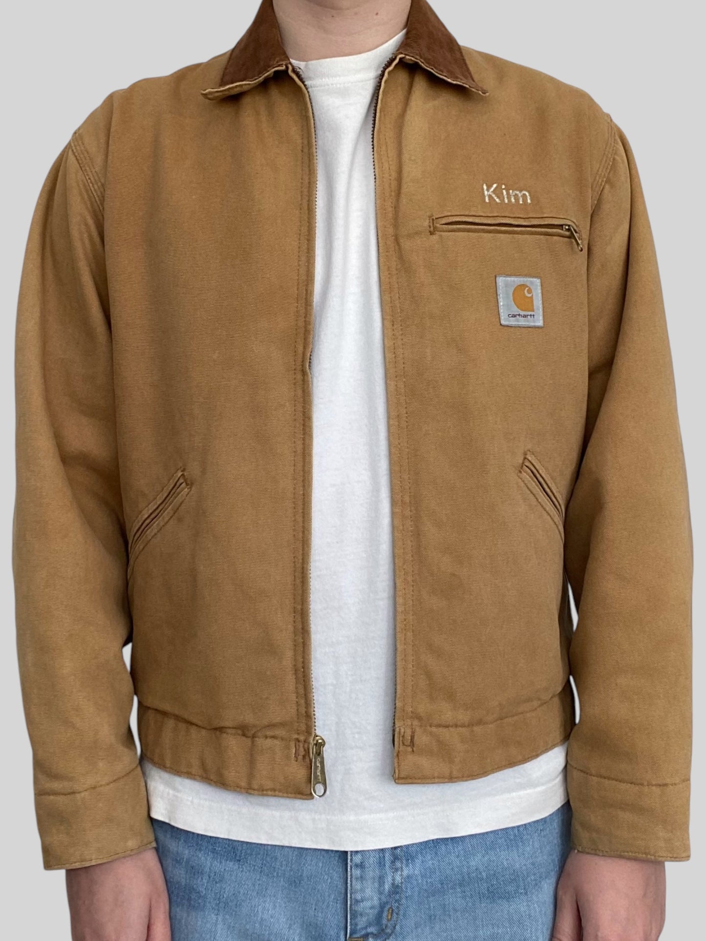 Vintage Carhartt Cushion Lined American Detroit Jacket Beige Large