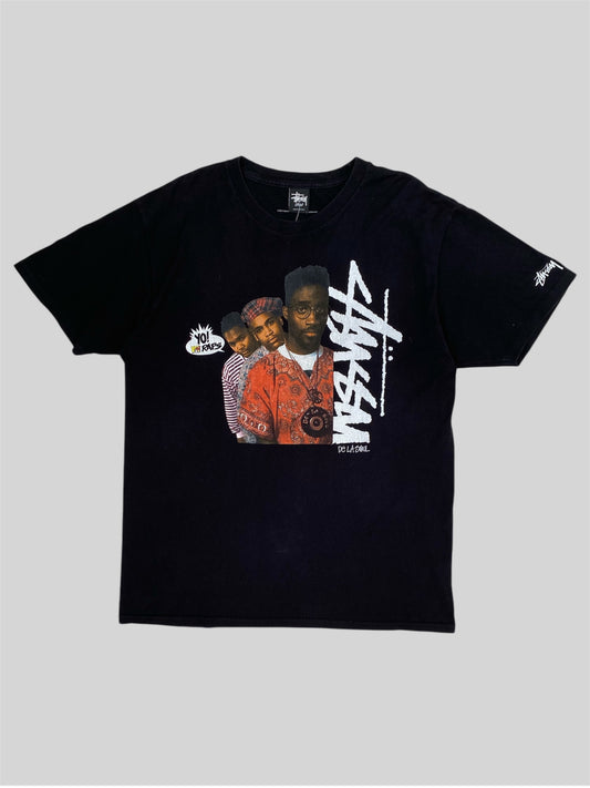 Stussy X YO MTV RAPS De La Soul Spellout T Shirt Black Large