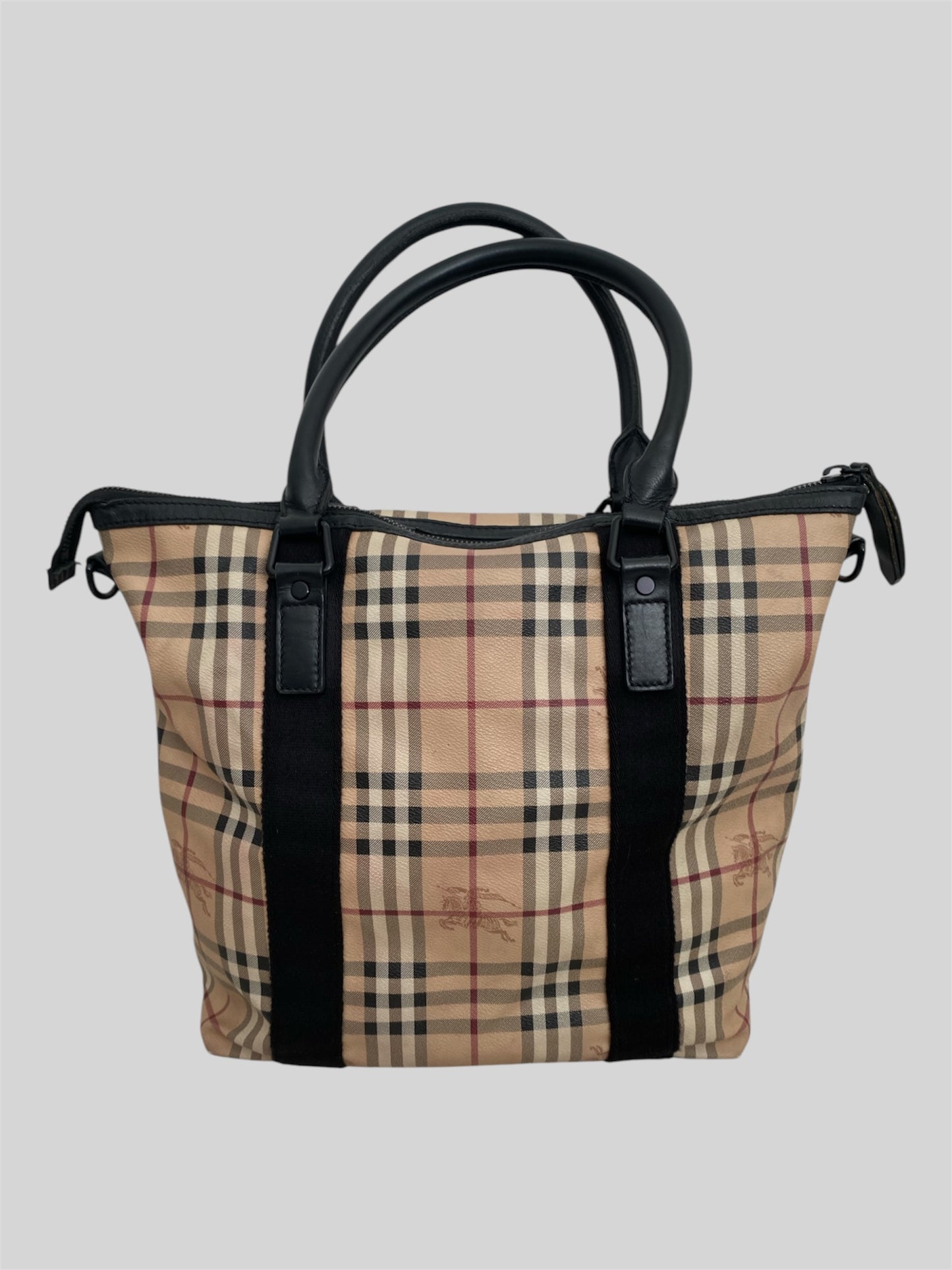 Vintage Burberry Nova Check Medium Sized Handbag With Strap Beige