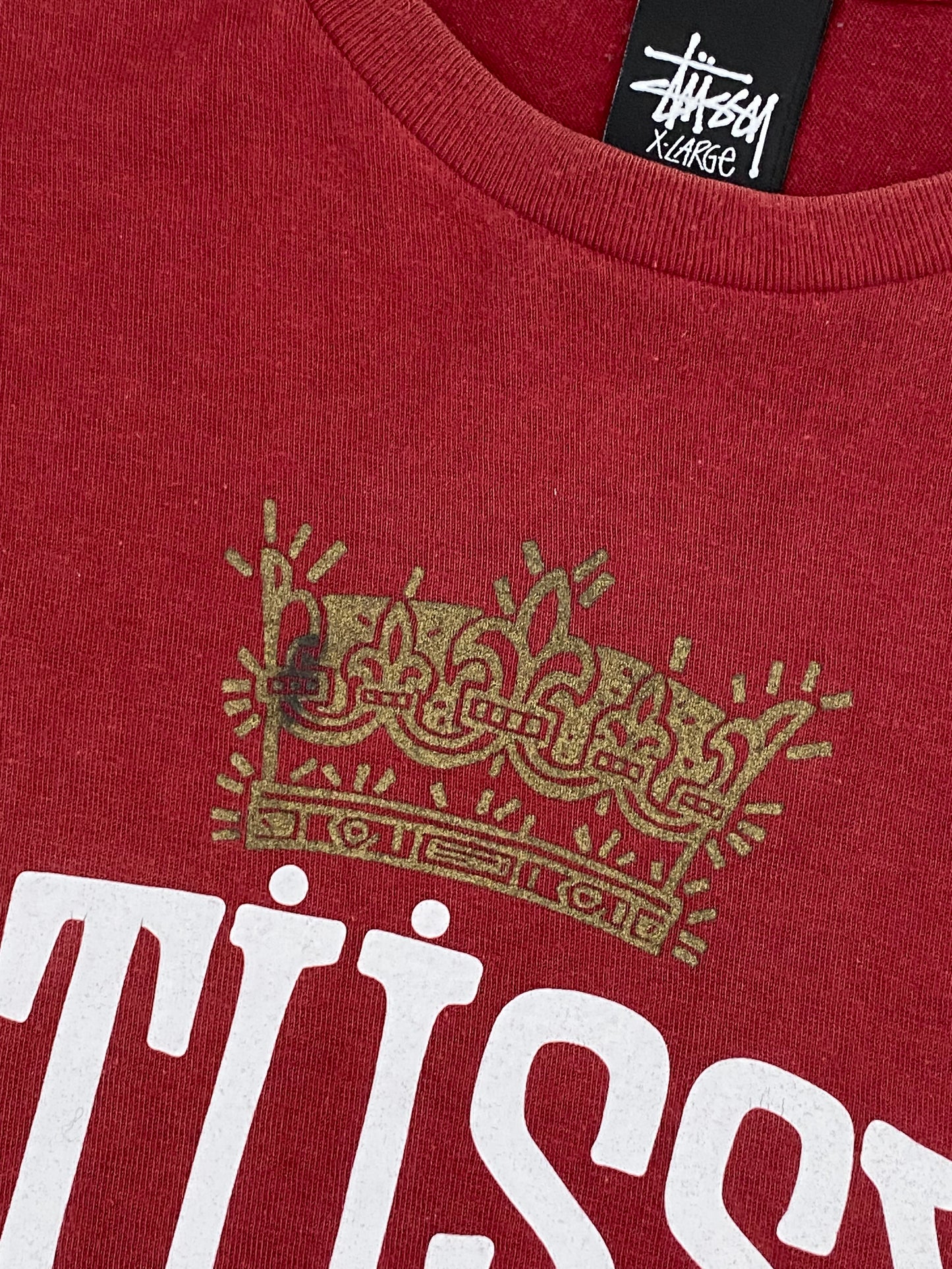 Vintage Stussy International Spellout T Shirt Red X-Large