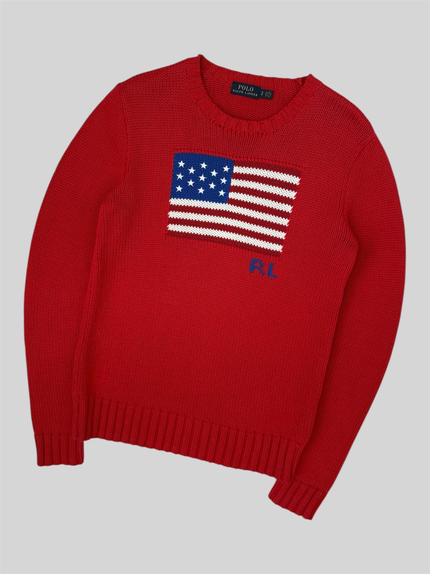 Authentic Polo Ralph Lauren USA Knitted Jumper Red Small £325RRP
