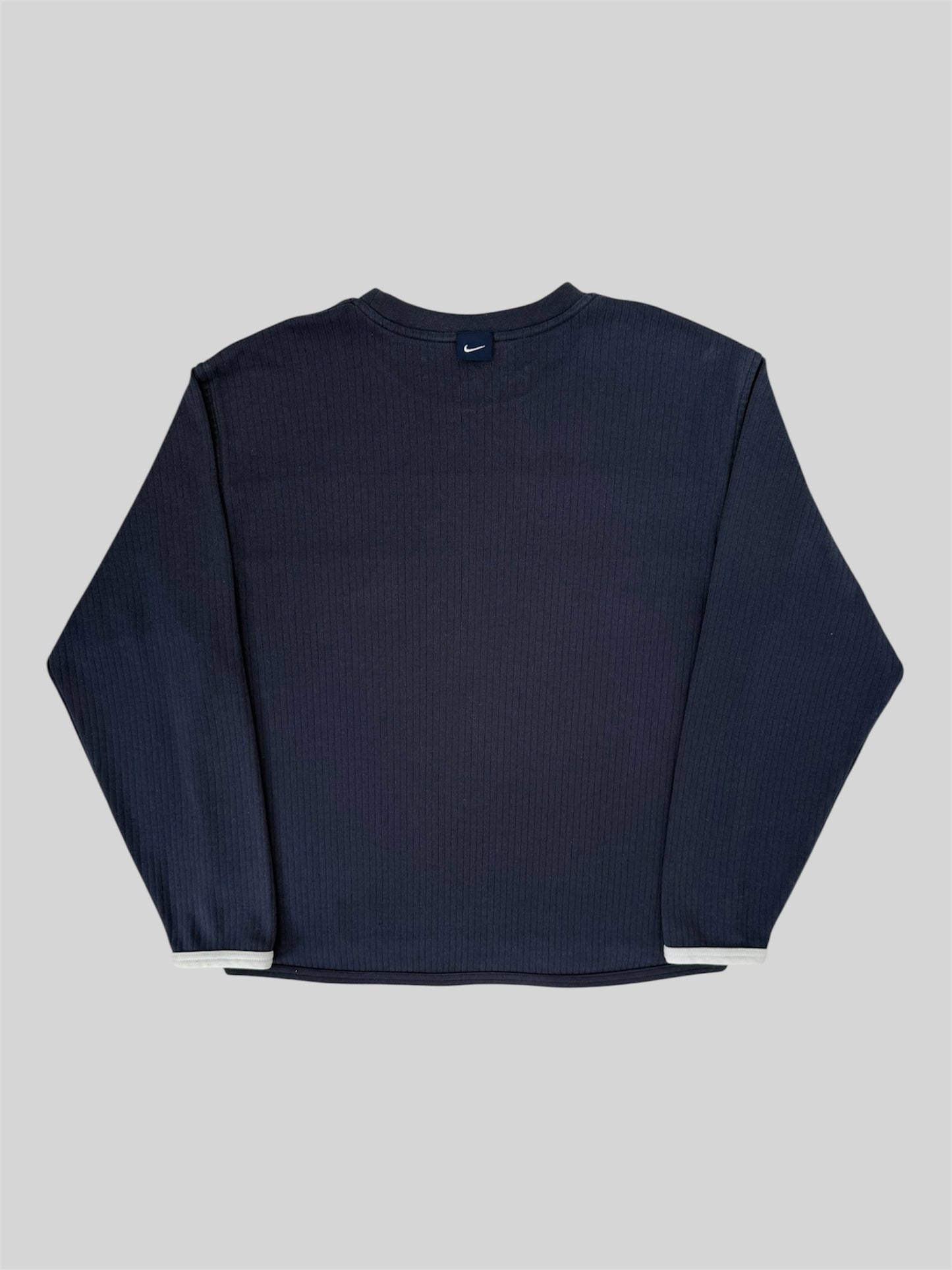 Vintage Nike 2000s Embroidered Spellout Pullover Sweatshirt Navy Medium