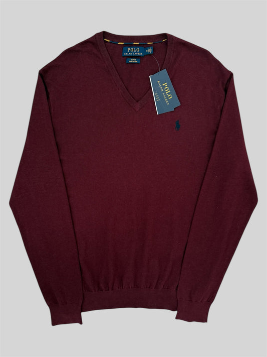 BNWT Authentic Polo Ralph Lauren Pullover Jumper Burgundy Medium £190RRP + Seal Bag