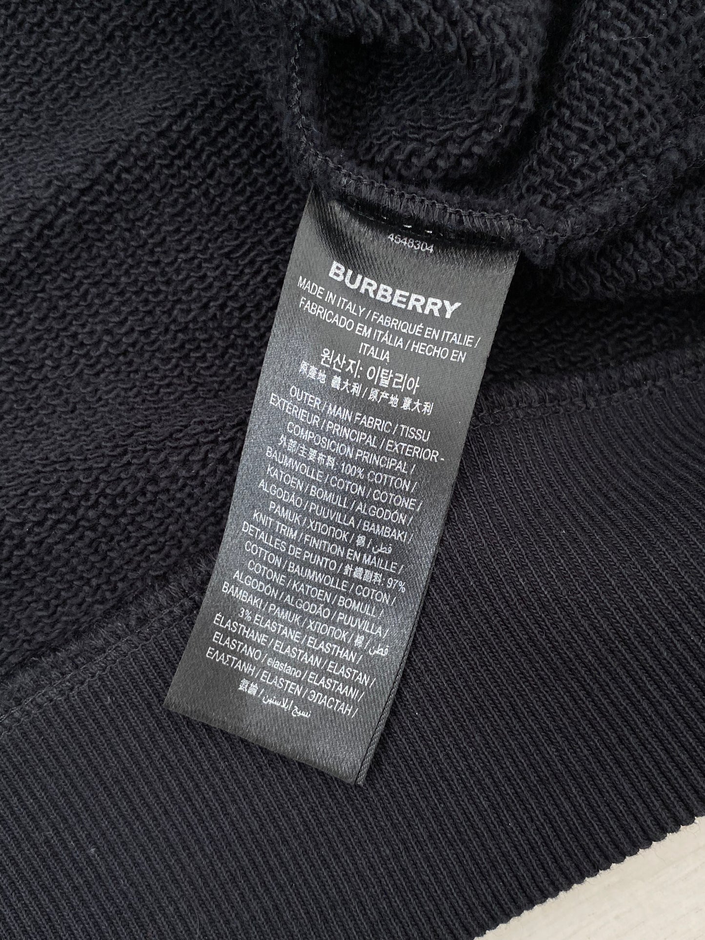 Authentic Burberry Plain Thick Pullover Hoodie Black Small