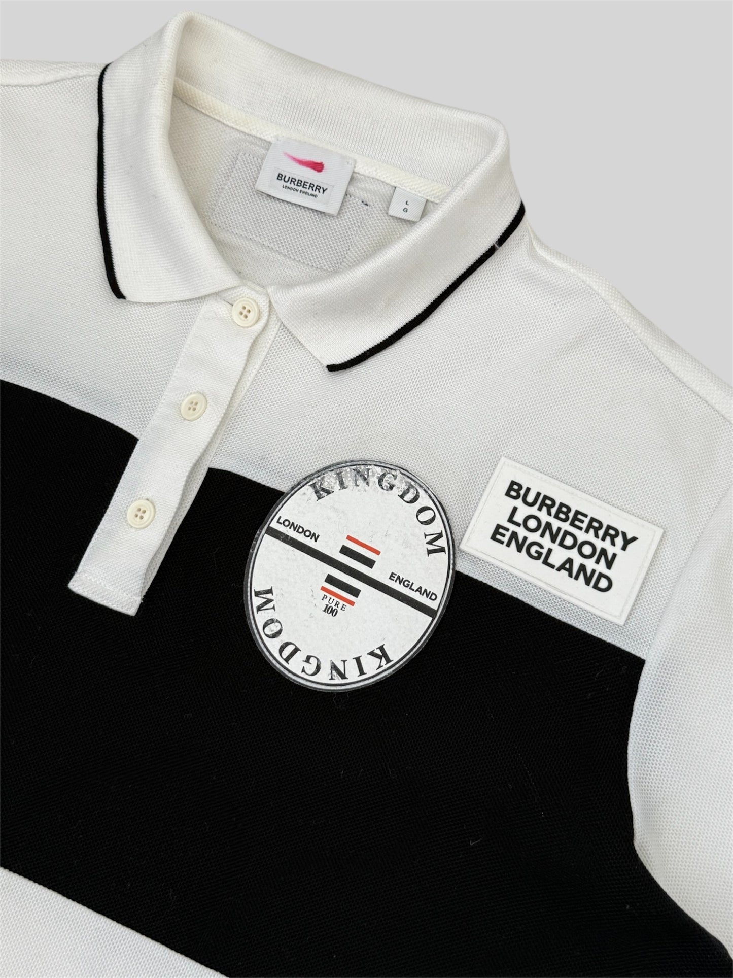 Authentic Modern Burberry Spellout Button Up Polo Shirt White Large £360RRP